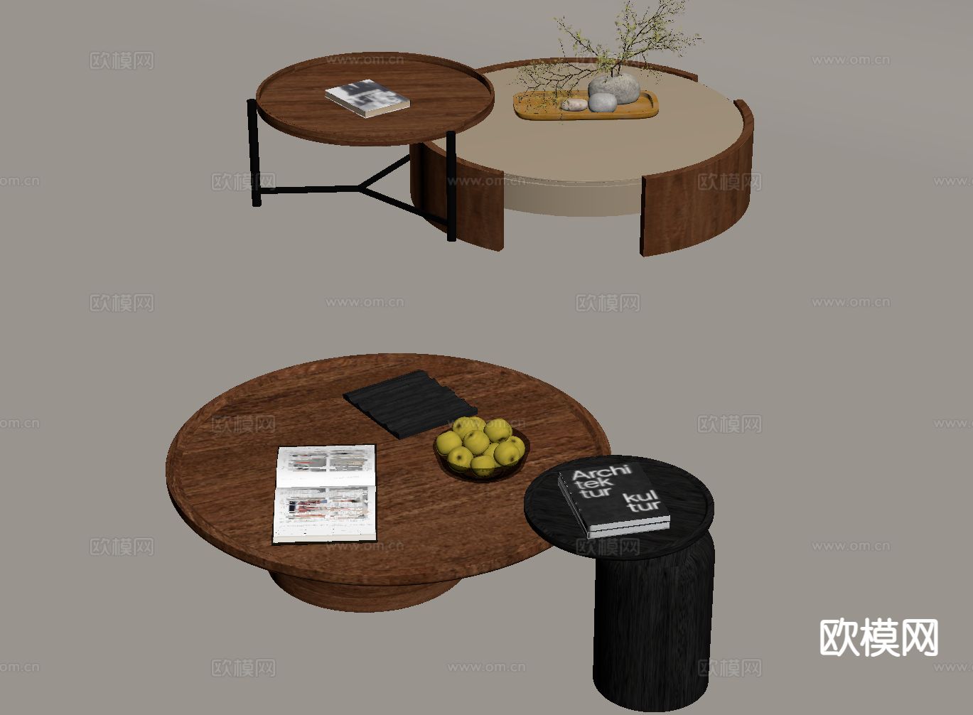 中古风茶几su模型下载（渲染图1）