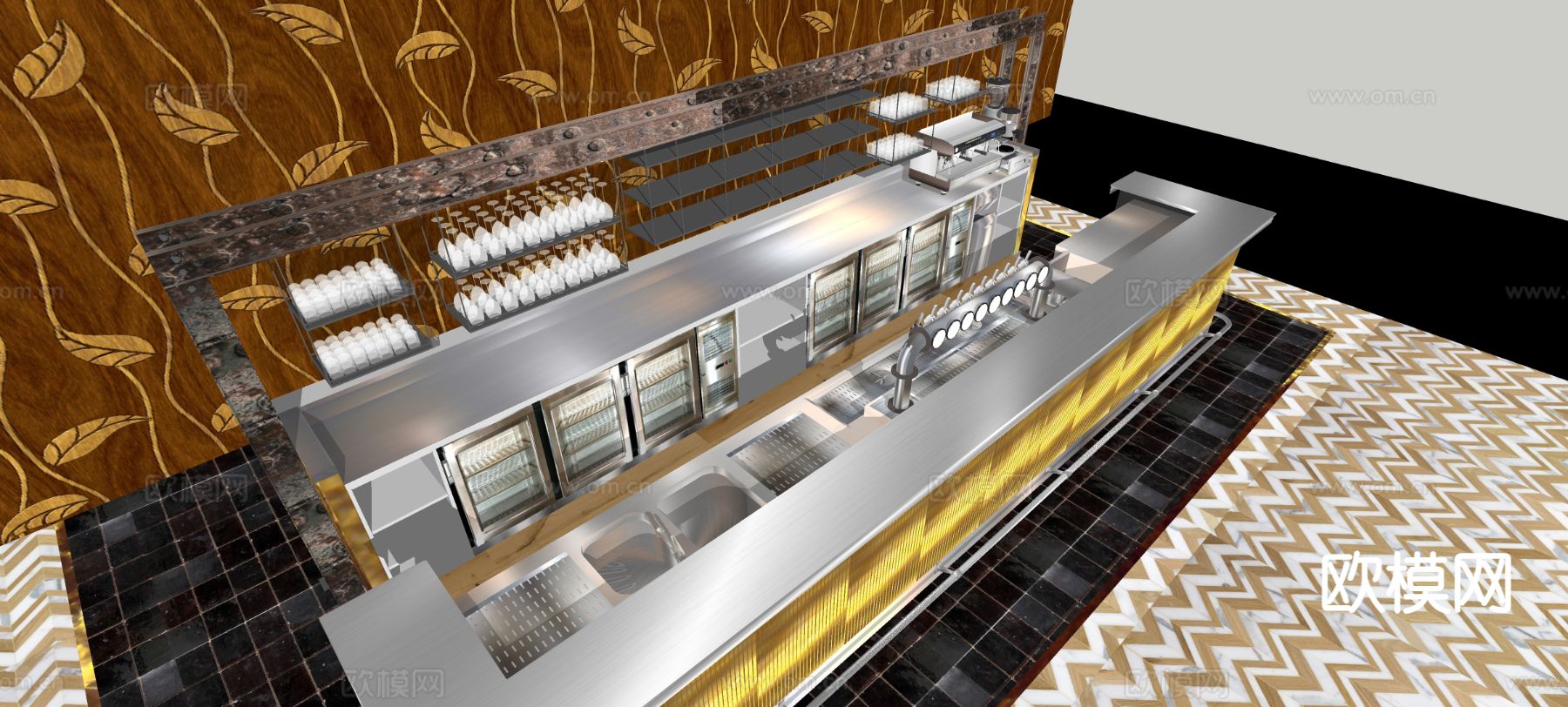 酒吧操作台su模型下载（渲染图1）