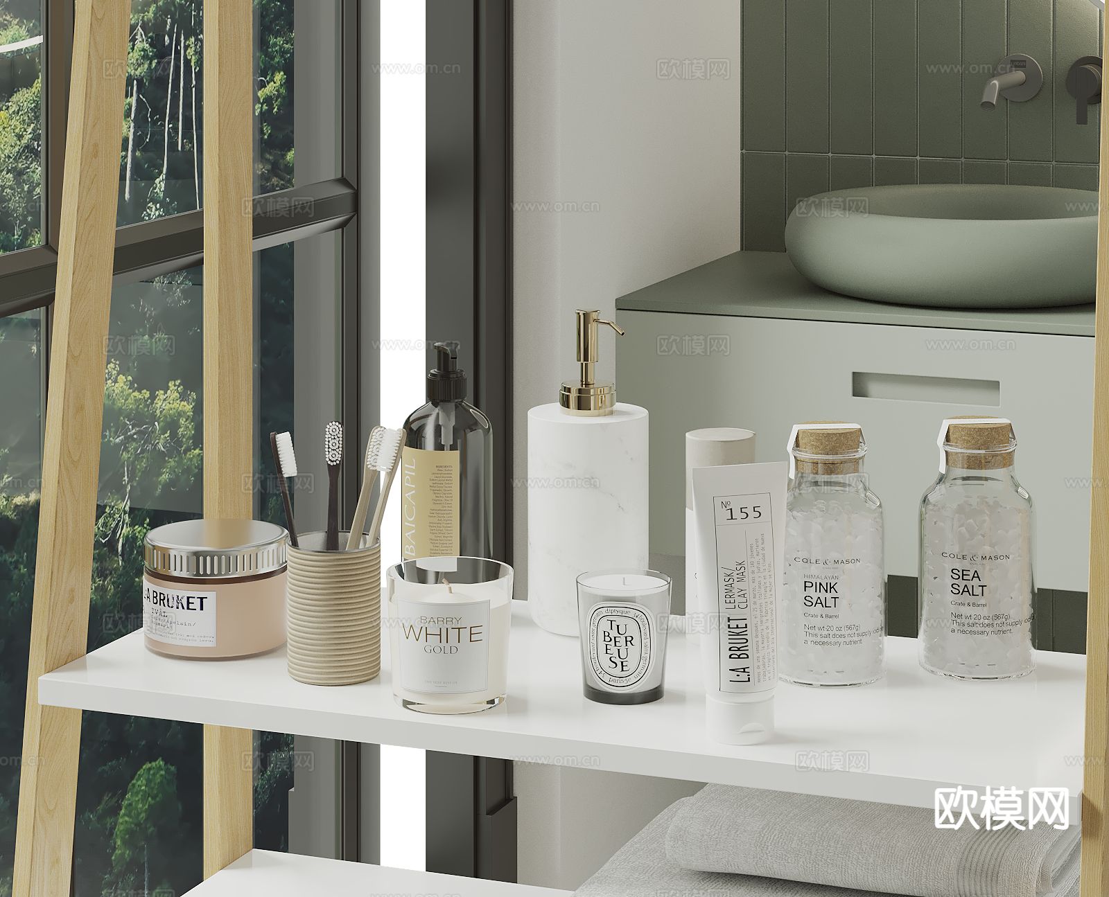 洗浴用品 洗发水 沐浴露 牙刷su模型下载（渲染图2）