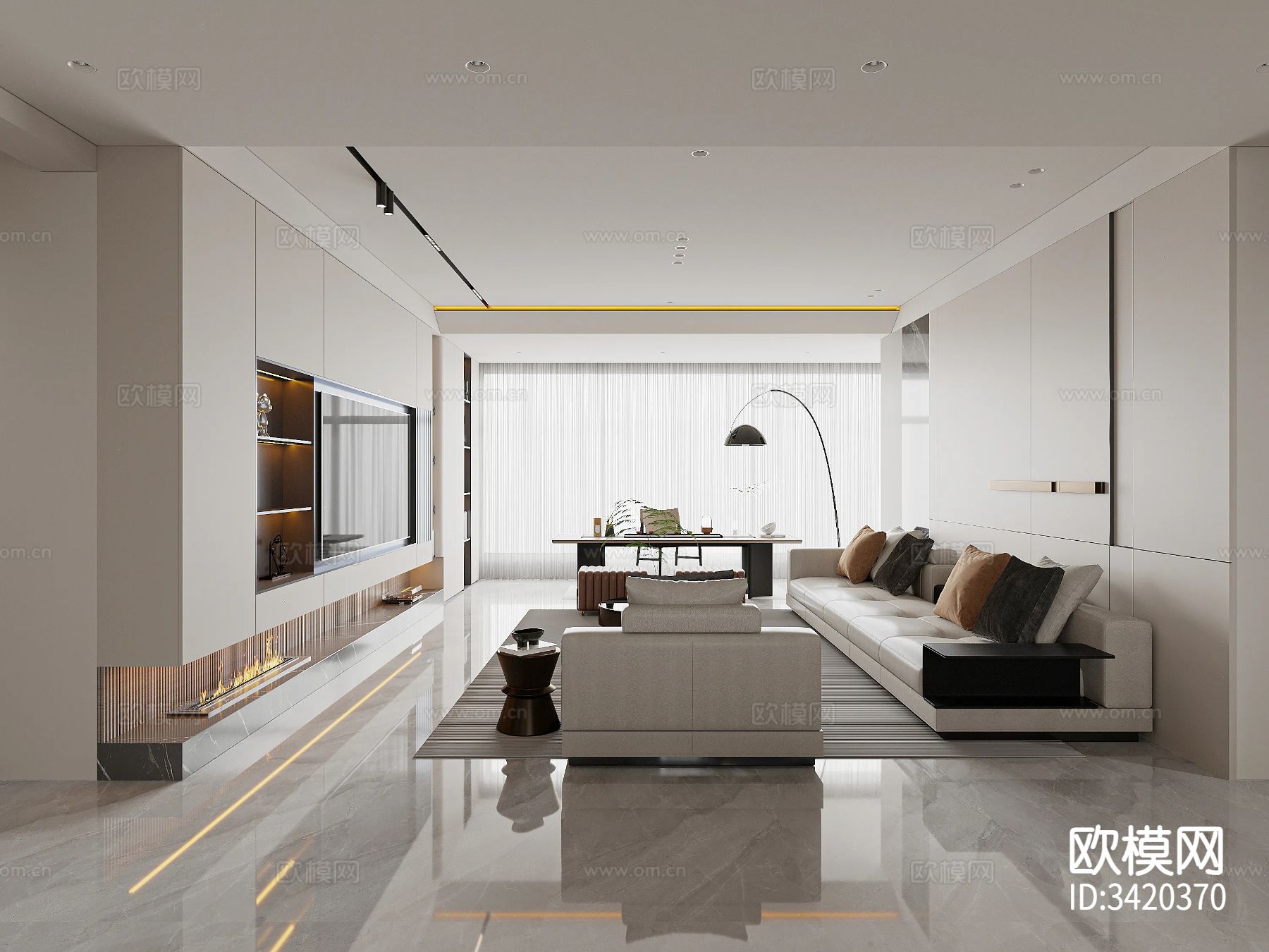 现代简约客餐厅装修效果图下载（渲染图1）