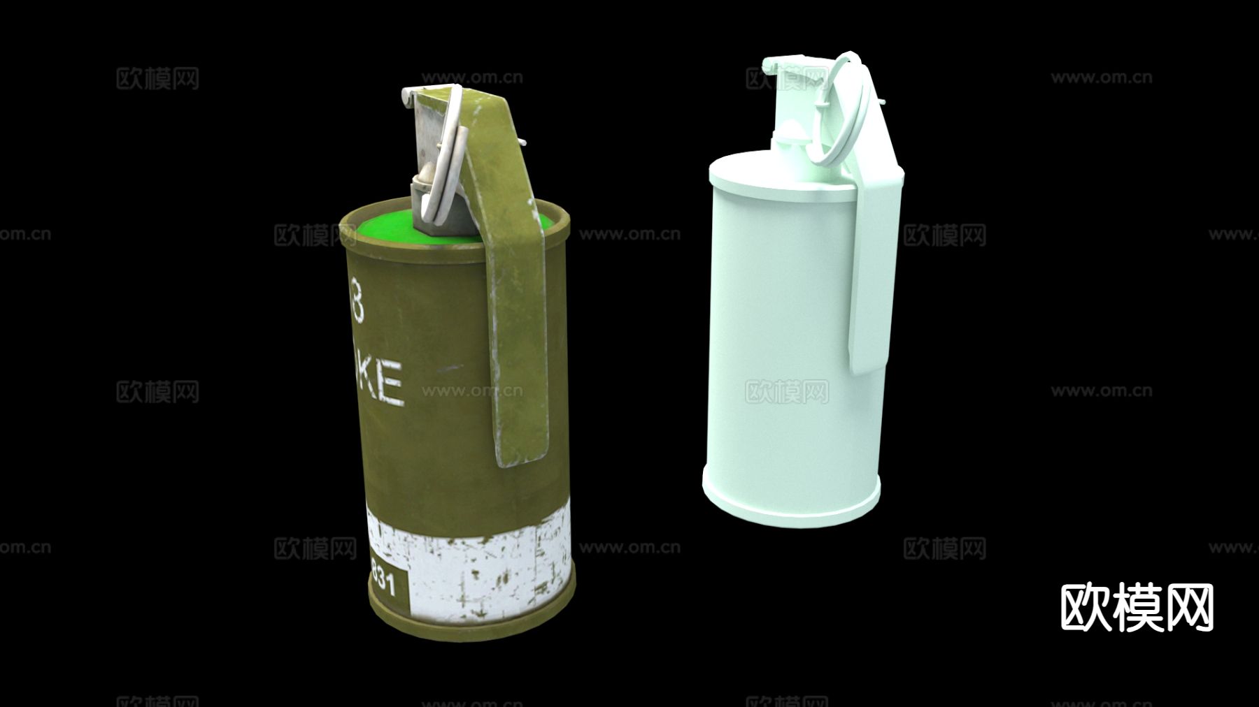 手榴弹 炸弹 武器su模型下载（渲染图2）