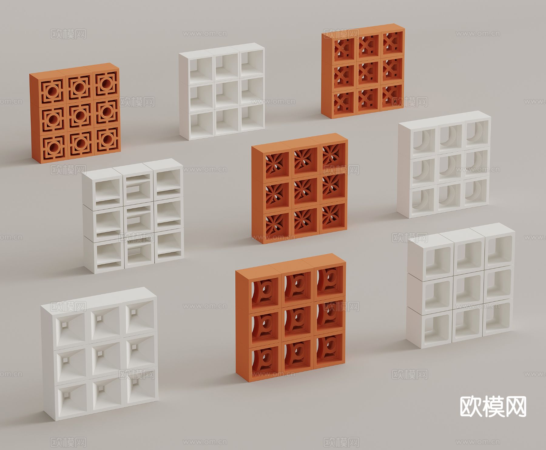 侘寂隔断 空心砖 水泥砖3d模型