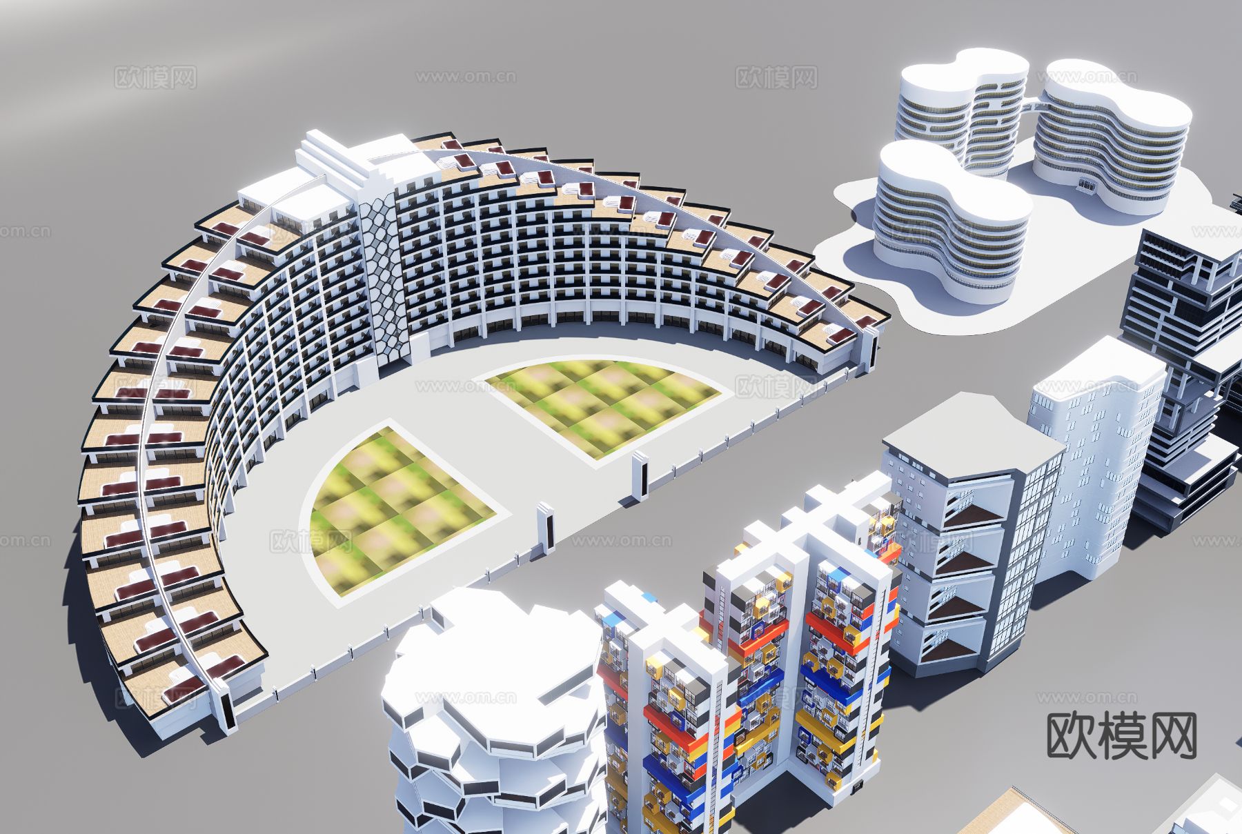 现代城市建筑 单体建筑 裙楼3d模型