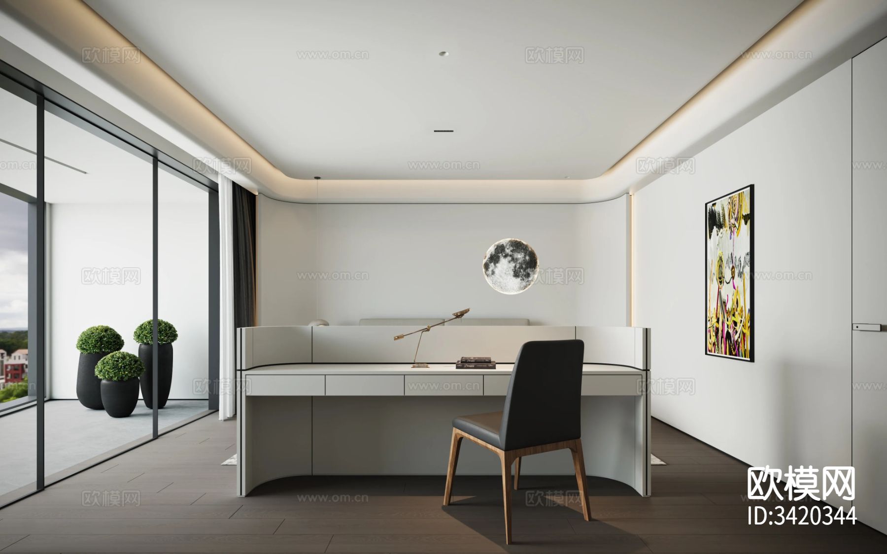 现代简约别墅客餐厅装修效果图下载（渲染图3）