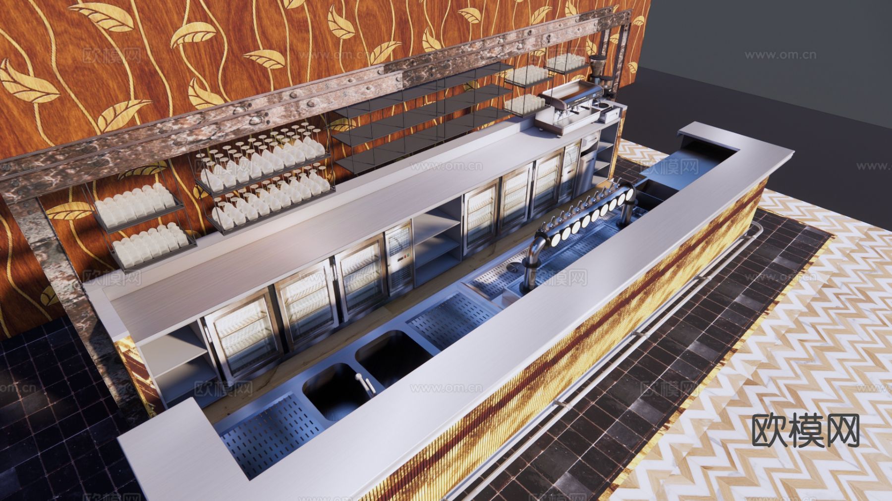 酒吧操作台su模型下载（渲染图3）