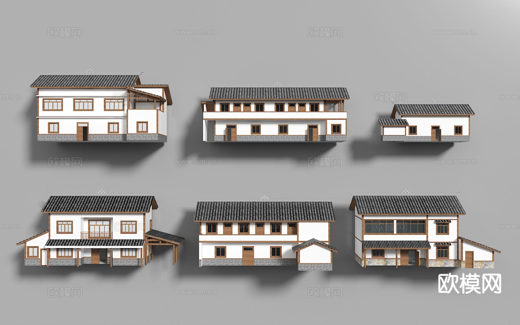 新中式农村自建房 民房构件3d模型