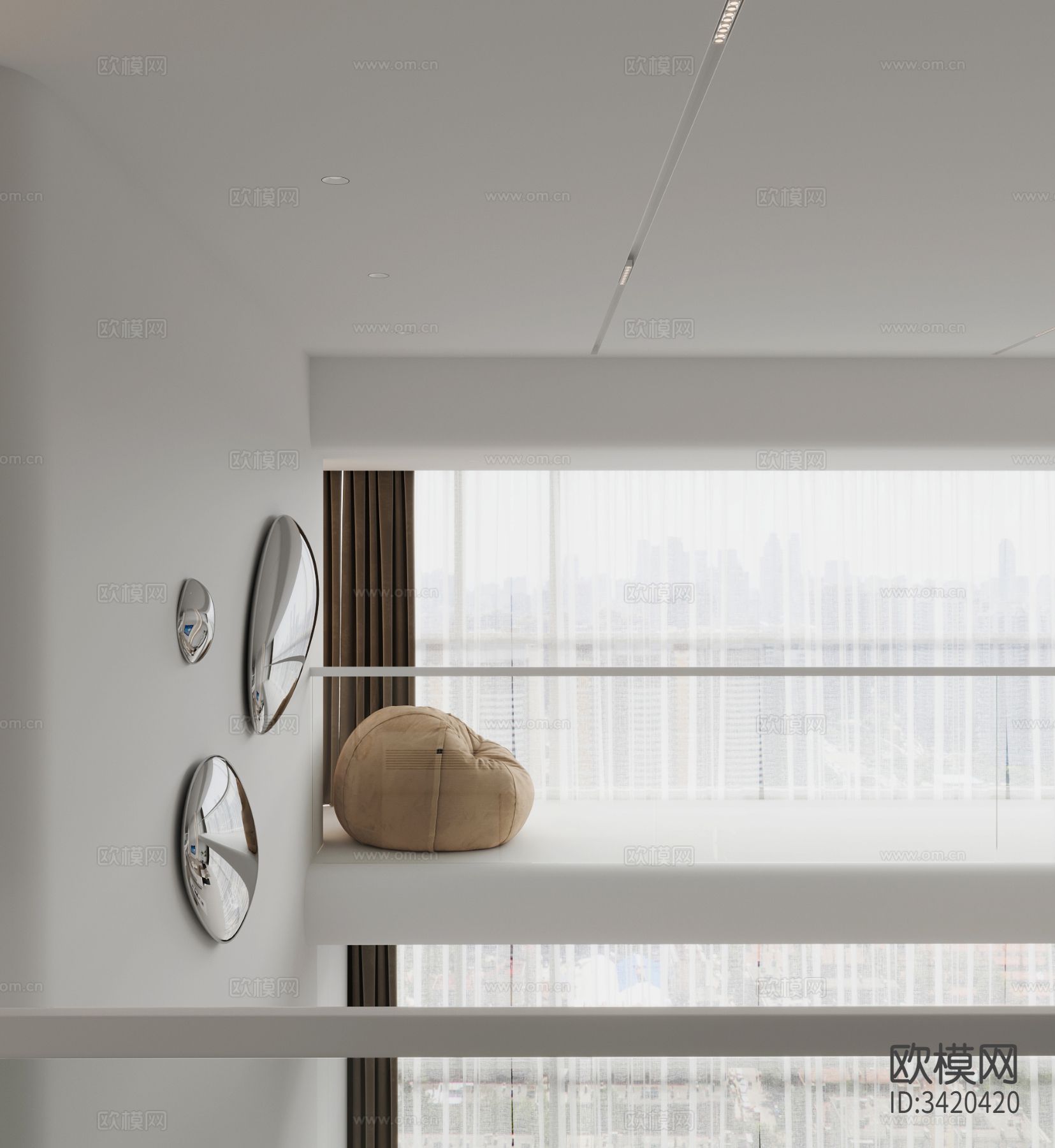 现代别墅客餐厅装修效果图下载（渲染图2）