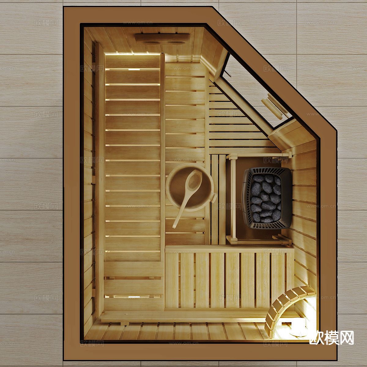 现代桑拿房 汗蒸馆su模型下载（渲染图4）