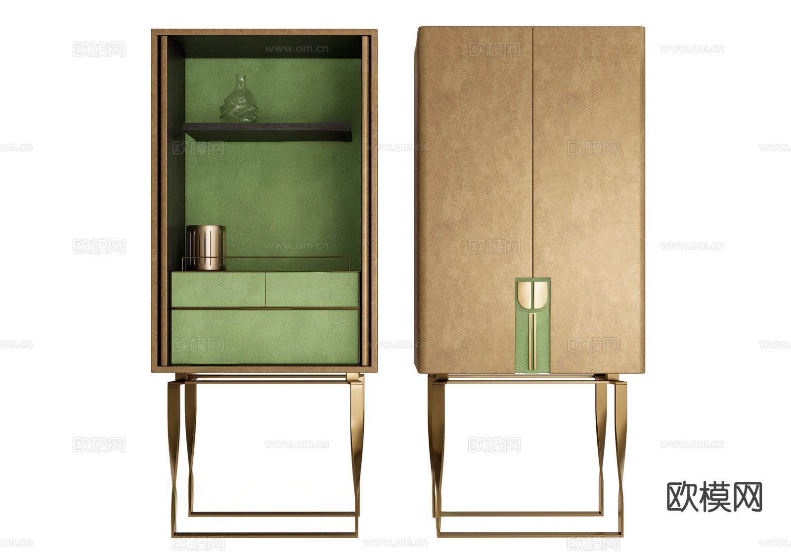 新中式酒柜 迷你吧su模型下载（渲染图2）