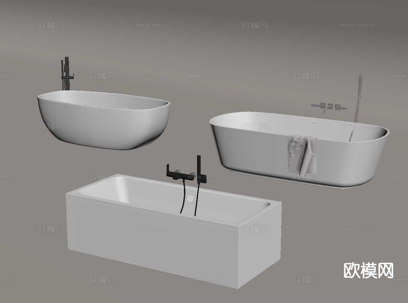 独立浴缸 陶瓷浴缸su模型下载（渲染图1）