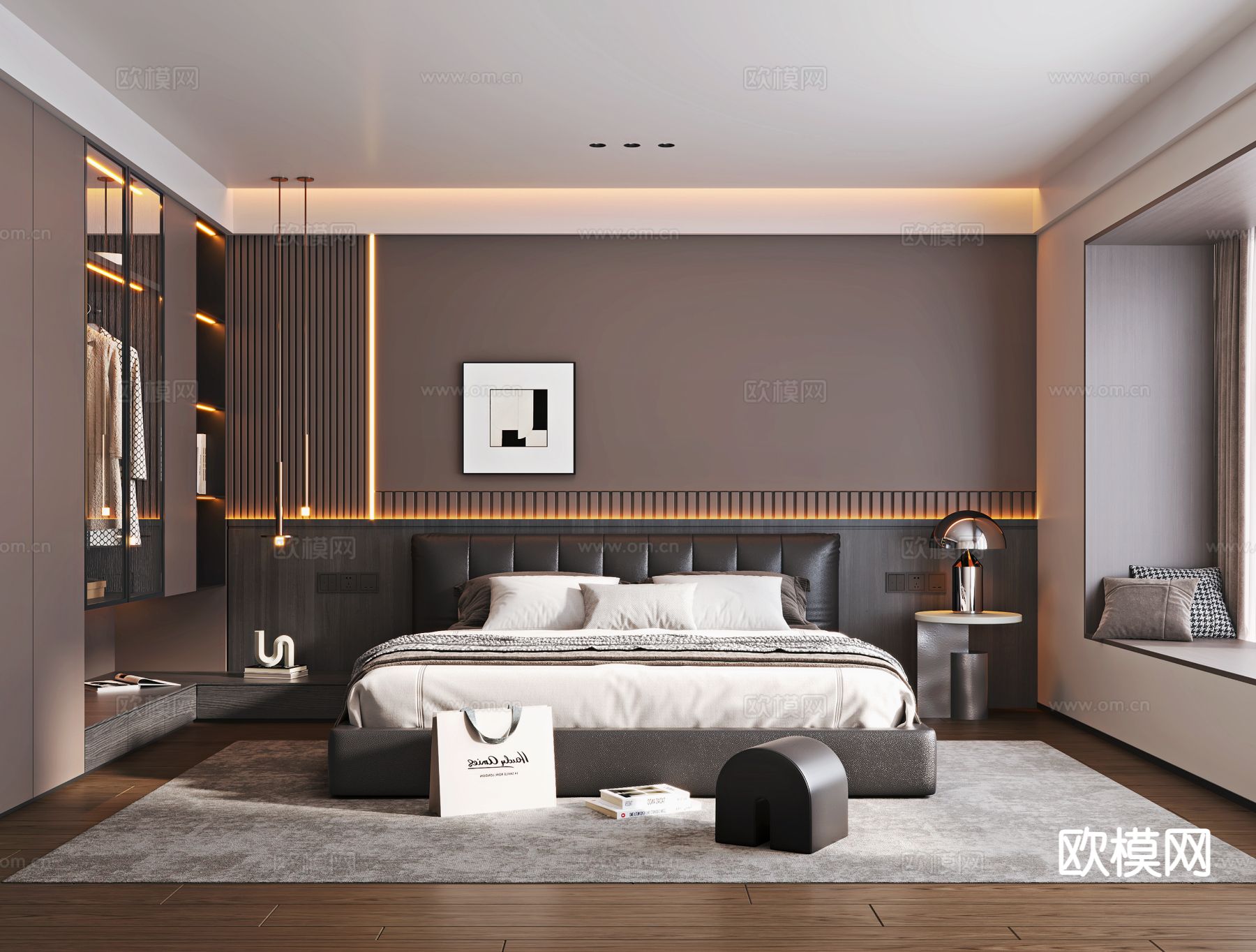 意式卧室 主卧su模型下载（渲染图2）