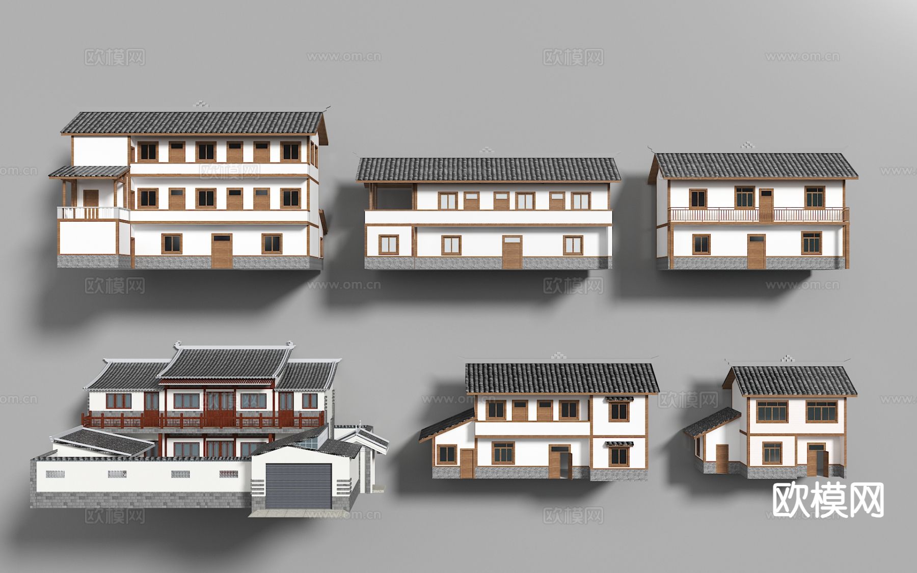 新中式农村自建房 民房构件3d模型