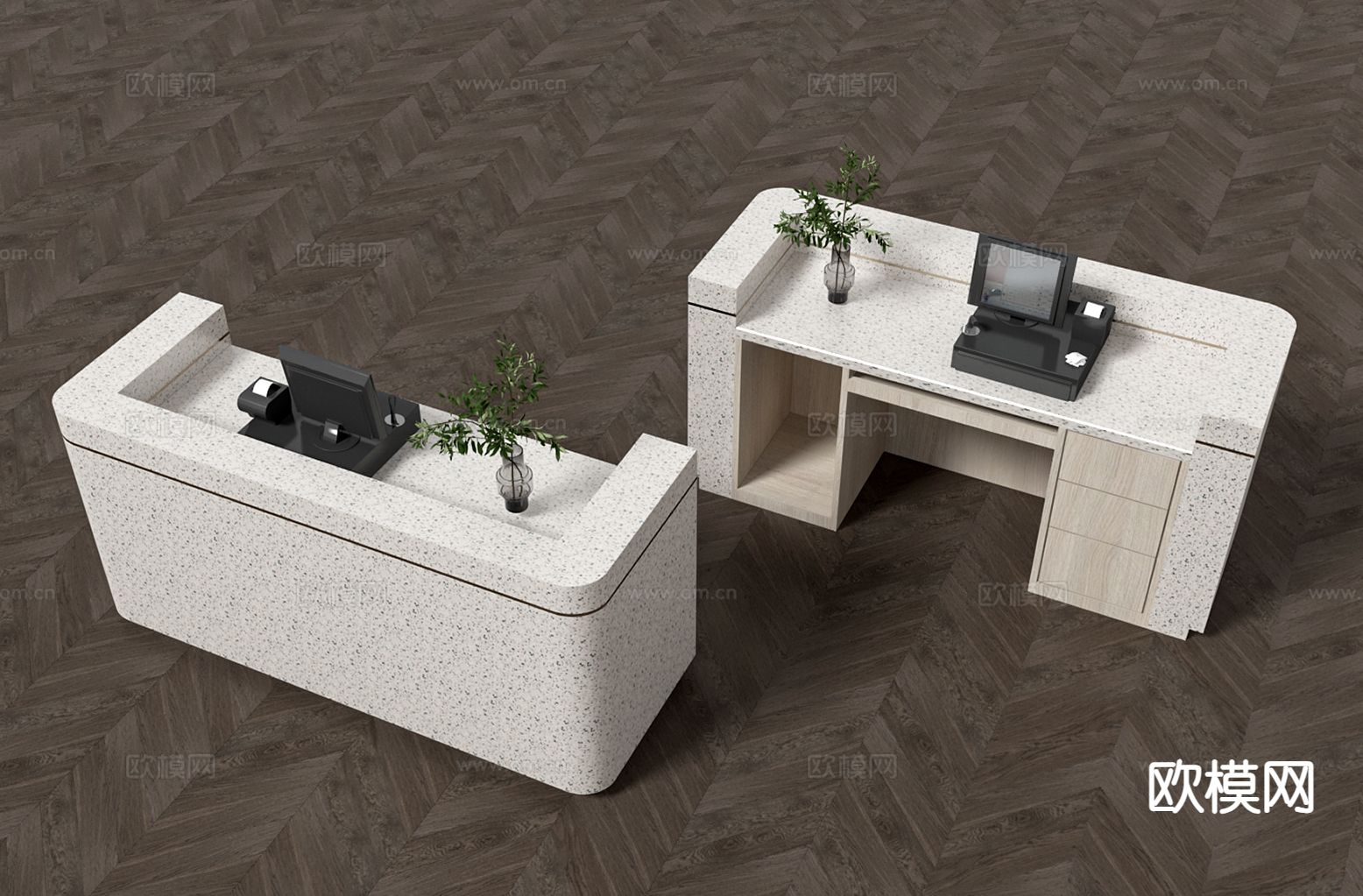 吧台 服务台 接待台su模型下载（渲染图2）