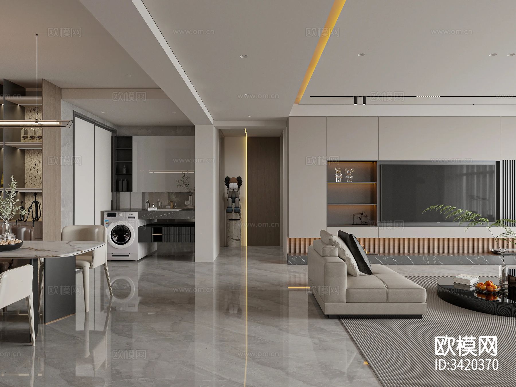 现代简约客餐厅装修效果图下载（渲染图7）