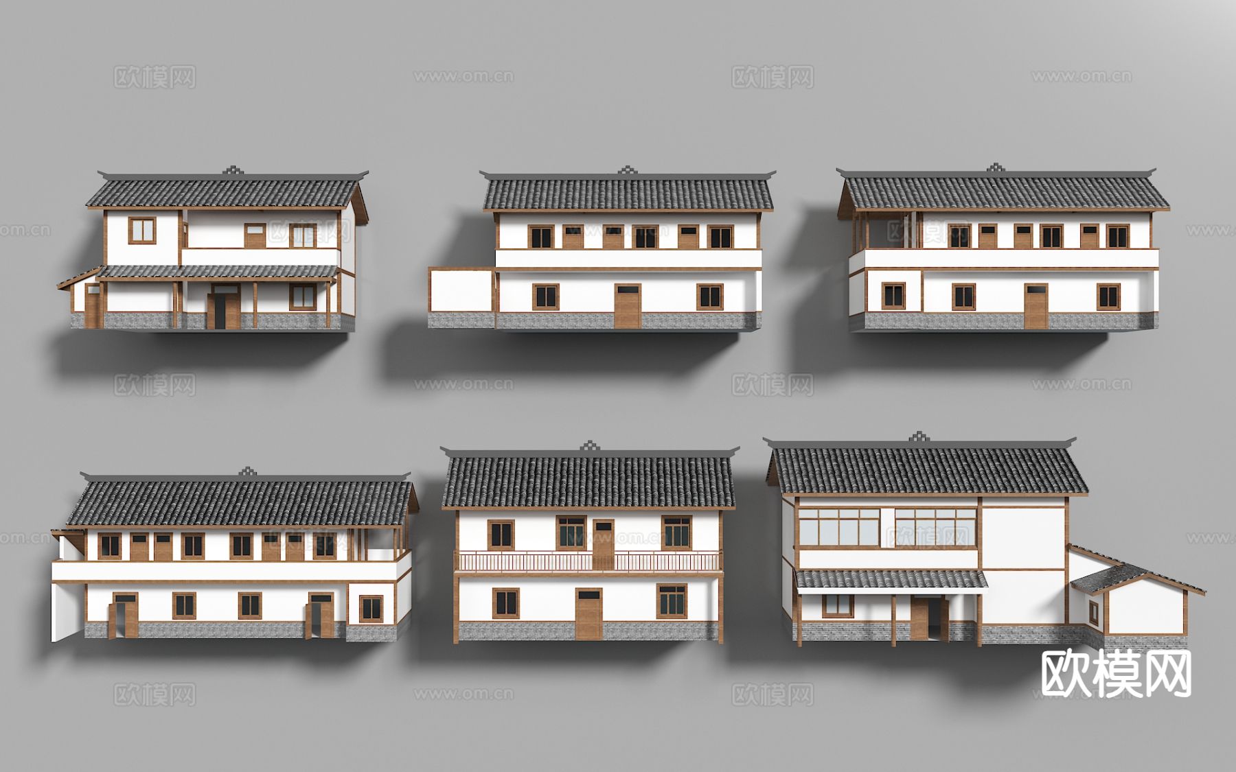 新中式农村自建房 民房构件3d模型