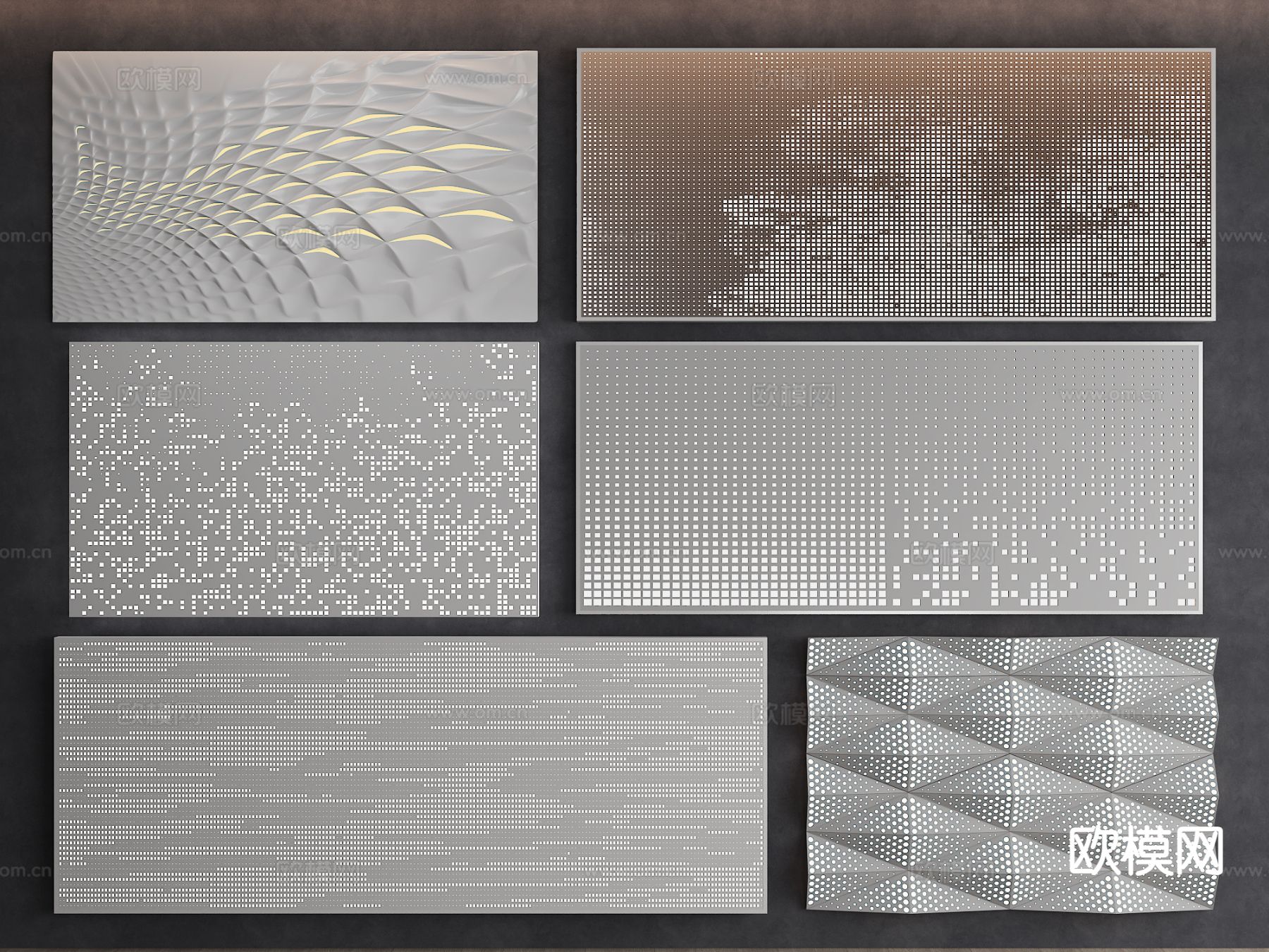 穿孔板景墙 镂空板 透光板su模型下载（渲染图2）