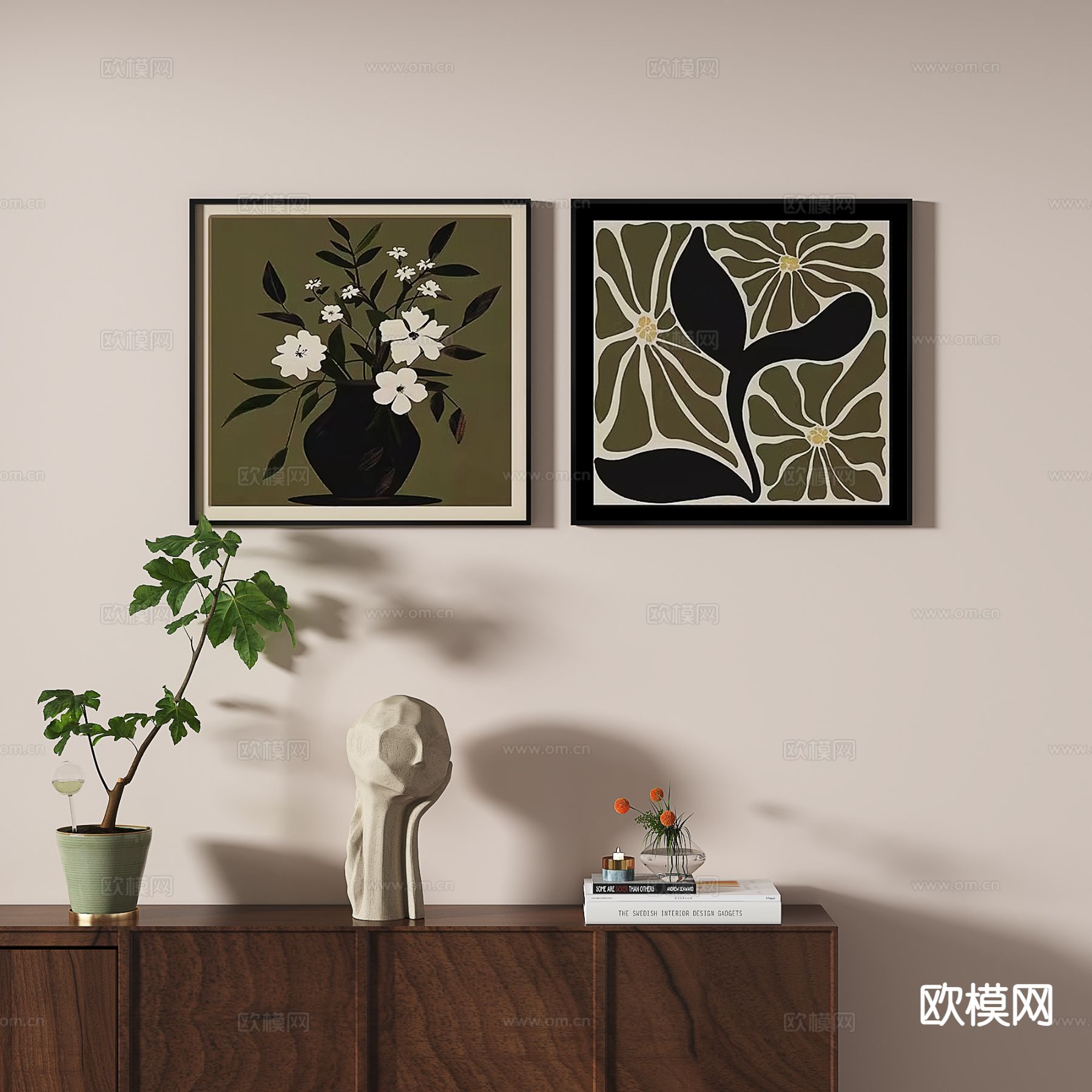 中古风艺术画 肌理画 装饰画3d模型