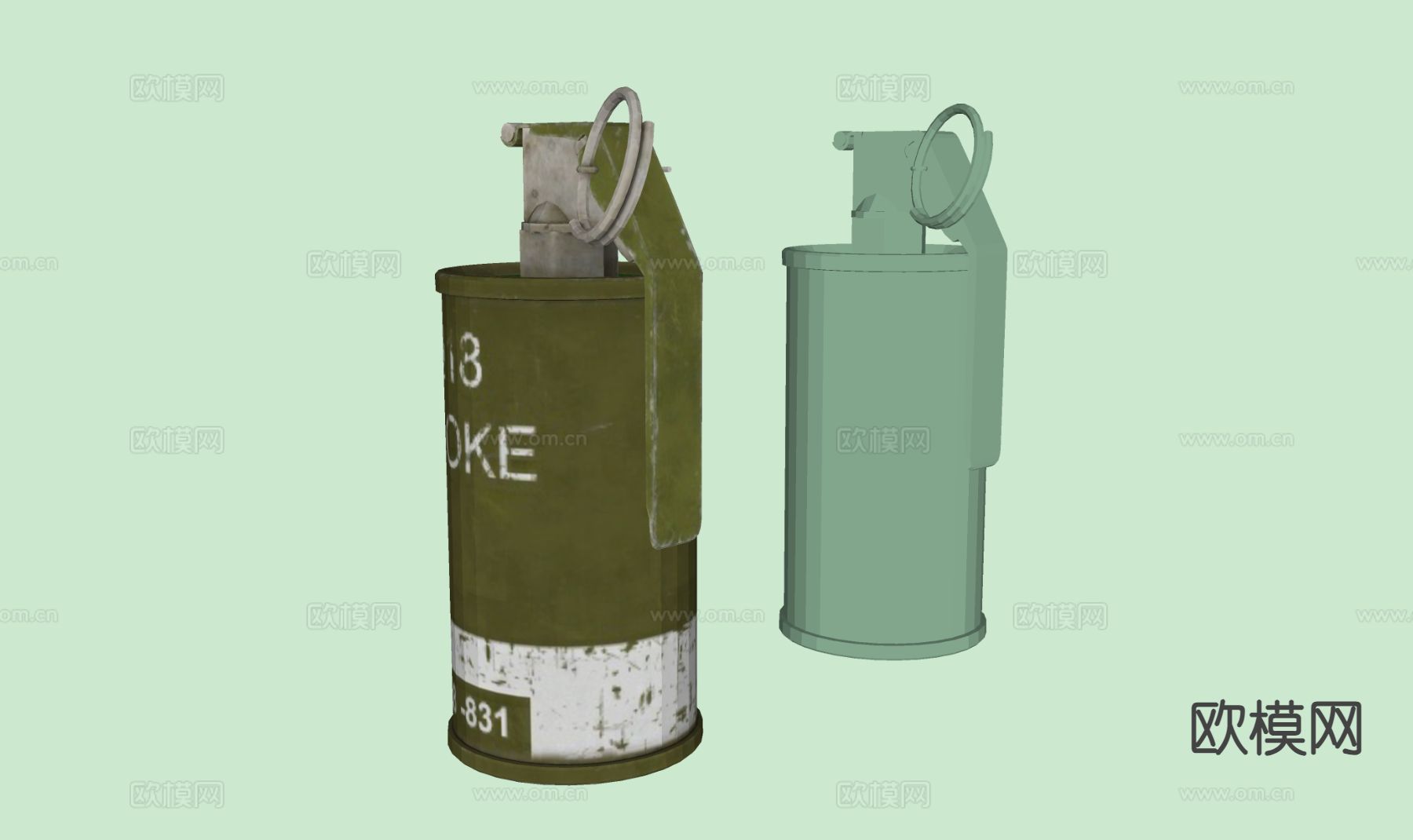 手榴弹 炸弹 武器su模型下载（渲染图1）