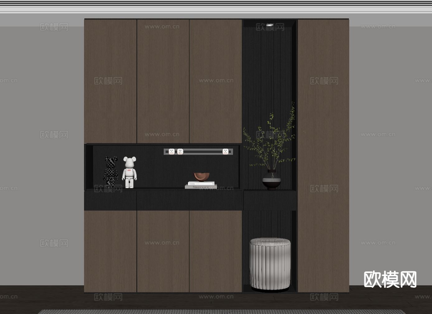 意式极简鞋柜su模型下载（渲染图1）