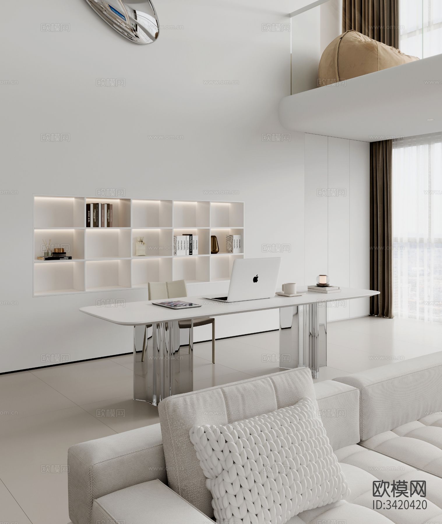 现代别墅客餐厅装修效果图下载（渲染图9）