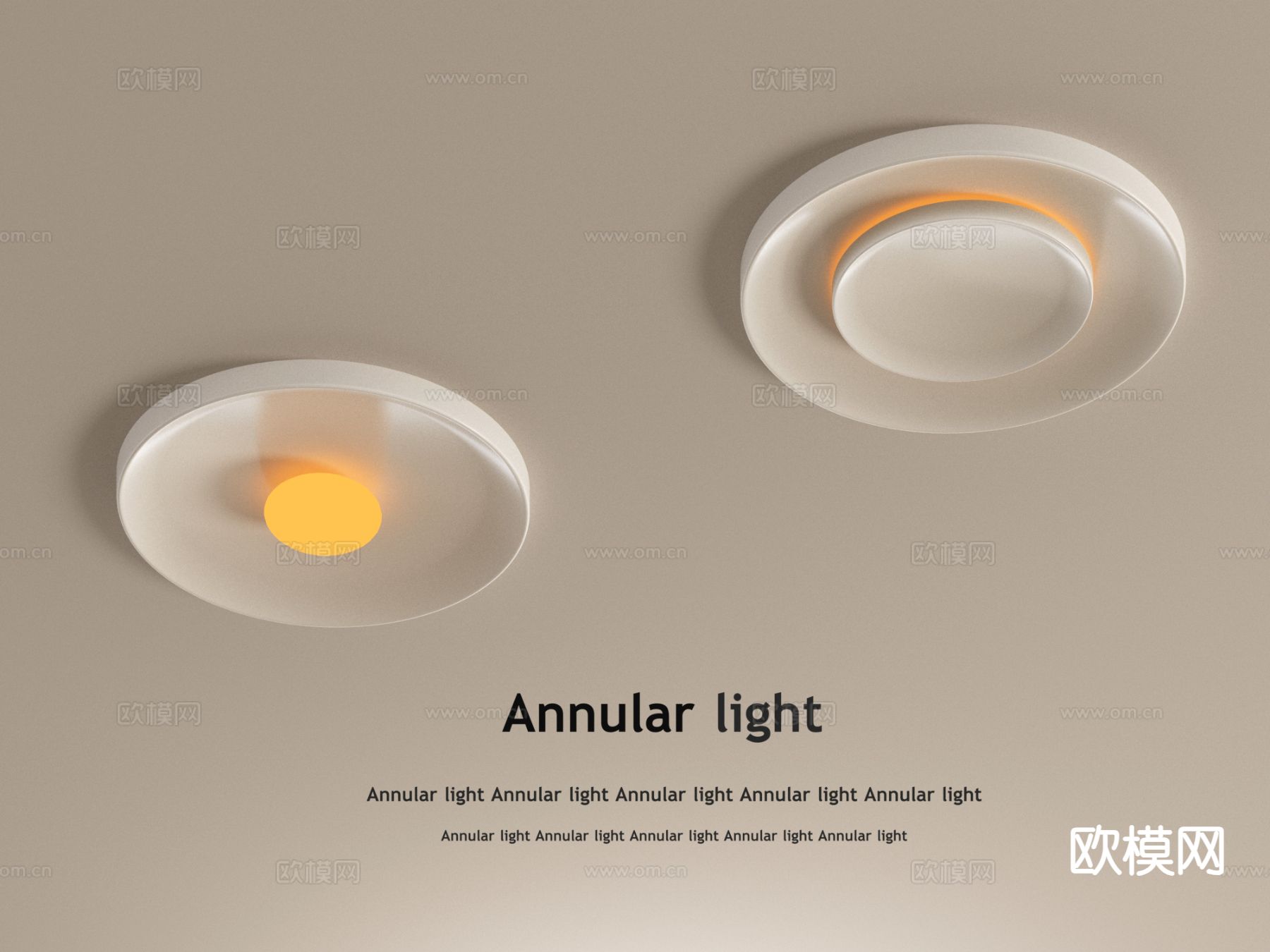 奶油风吸顶灯su模型下载（渲染图2）