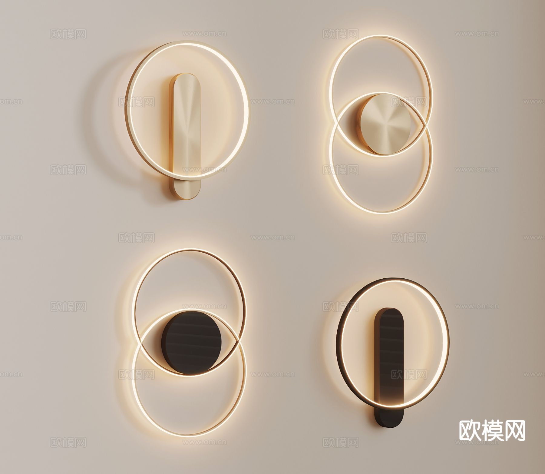 轻奢壁灯 圆形壁灯su模型下载（渲染图2）