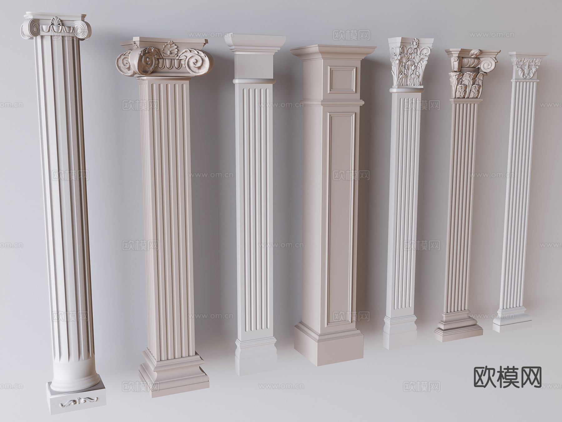 简欧柱子 石膏柱子su模型下载（渲染图2）