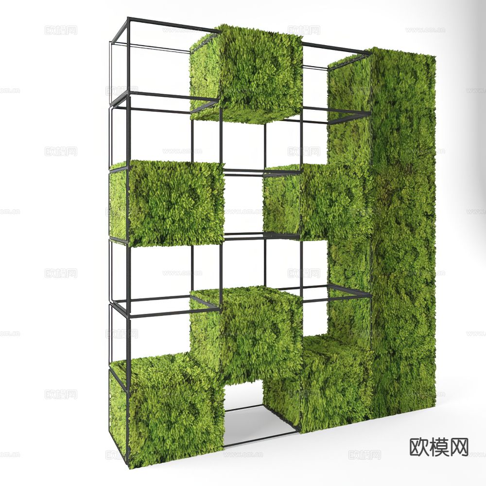 苔藓植物架 植物隔断3d模型