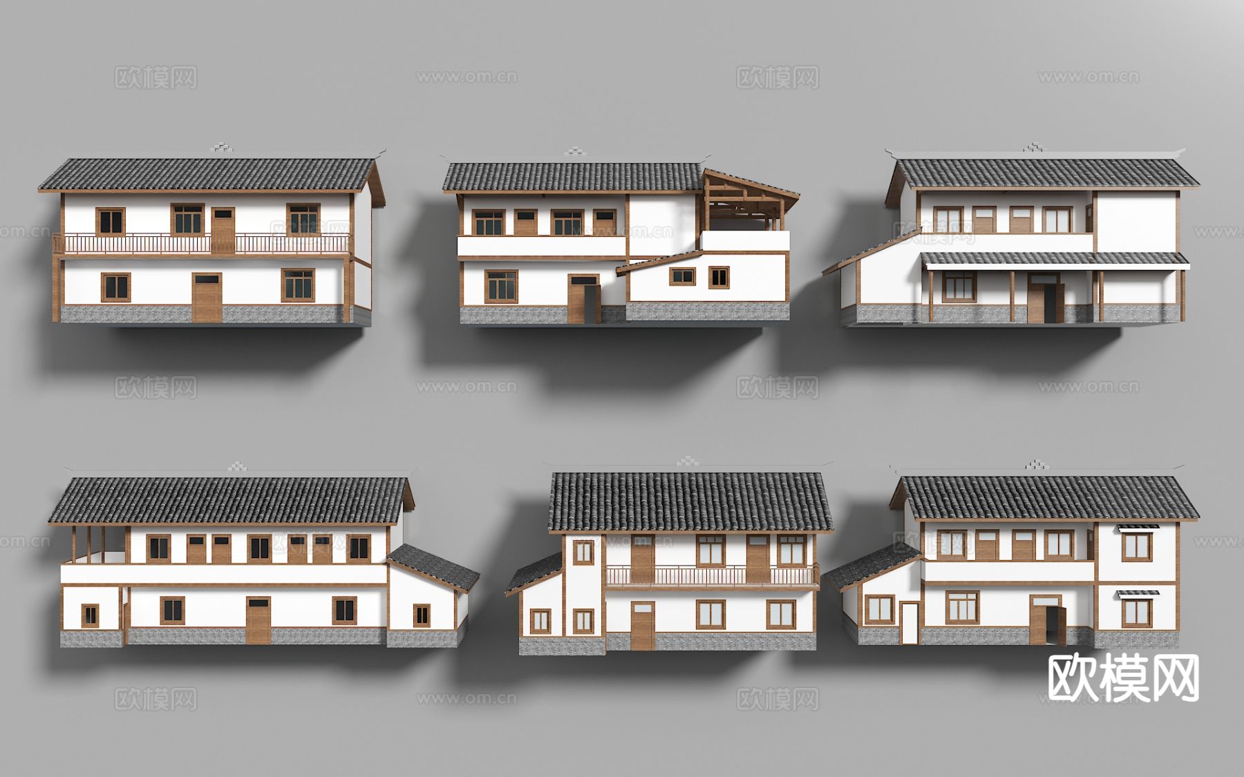 新中式农村自建房 民房构件3d模型