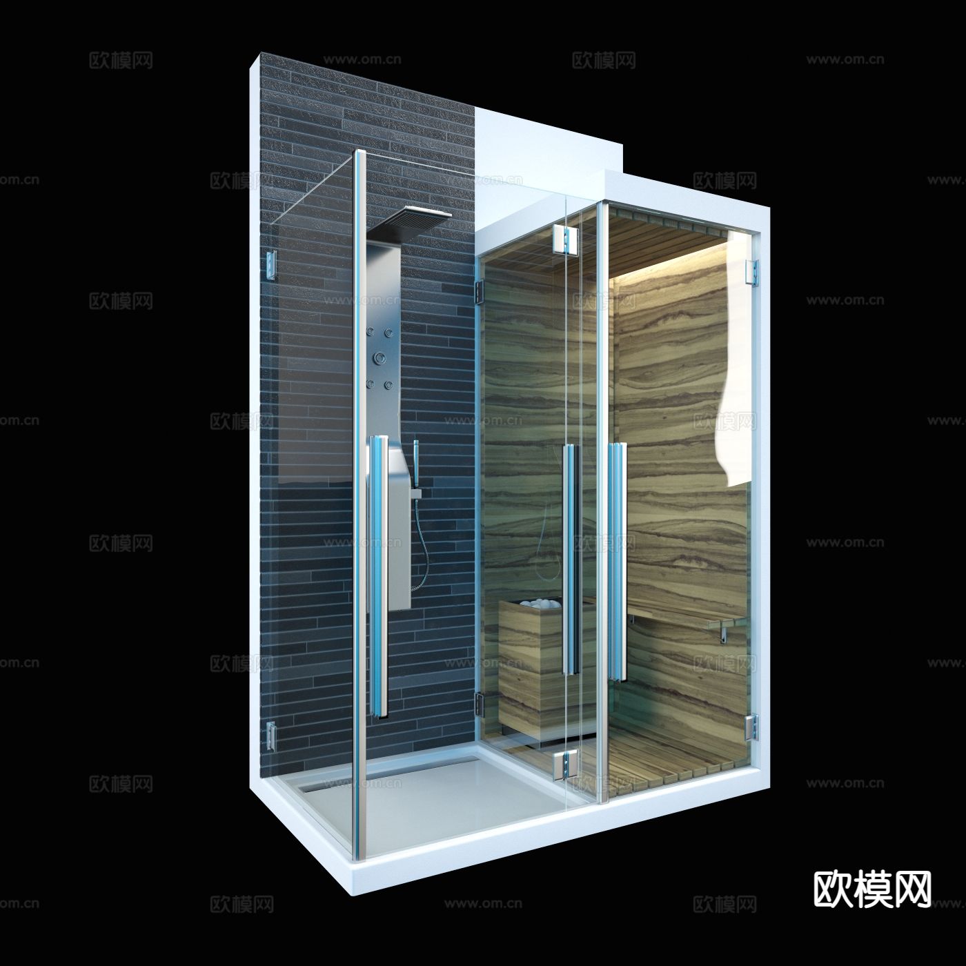 现代淋浴间 冲凉房su模型下载（渲染图2）