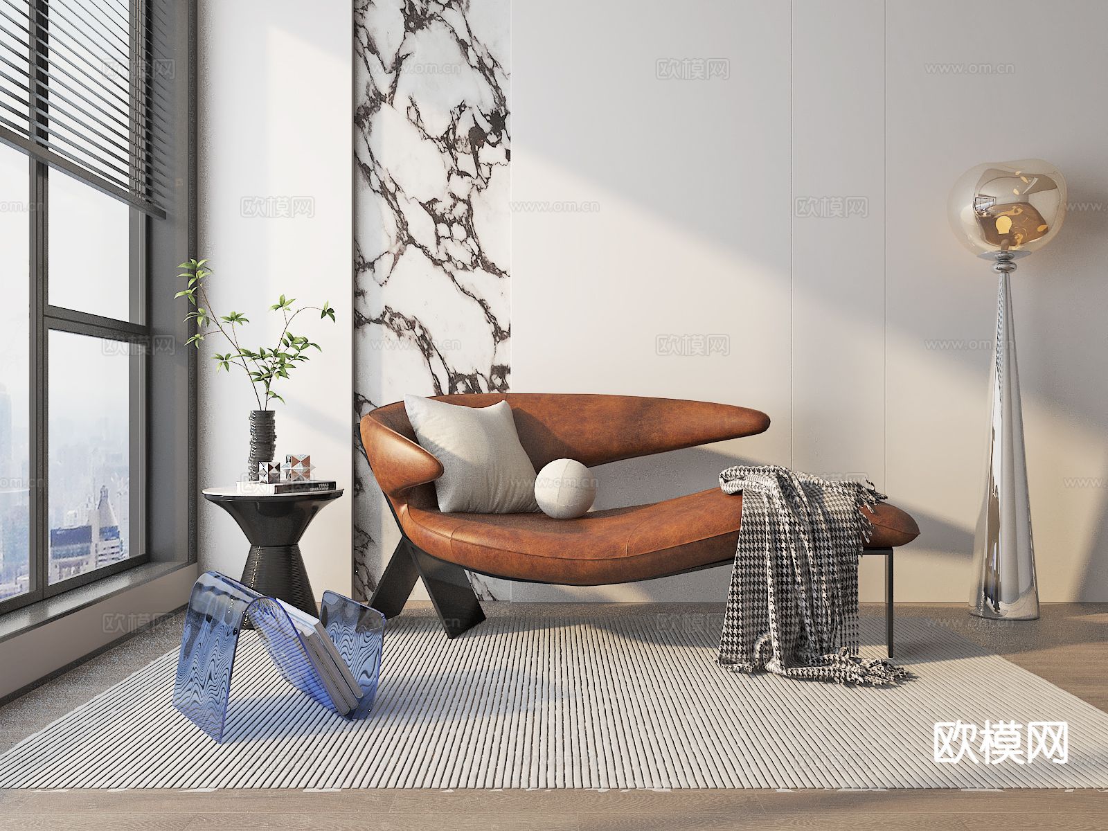 现代贵妃椅 躺椅su模型下载（渲染图2）