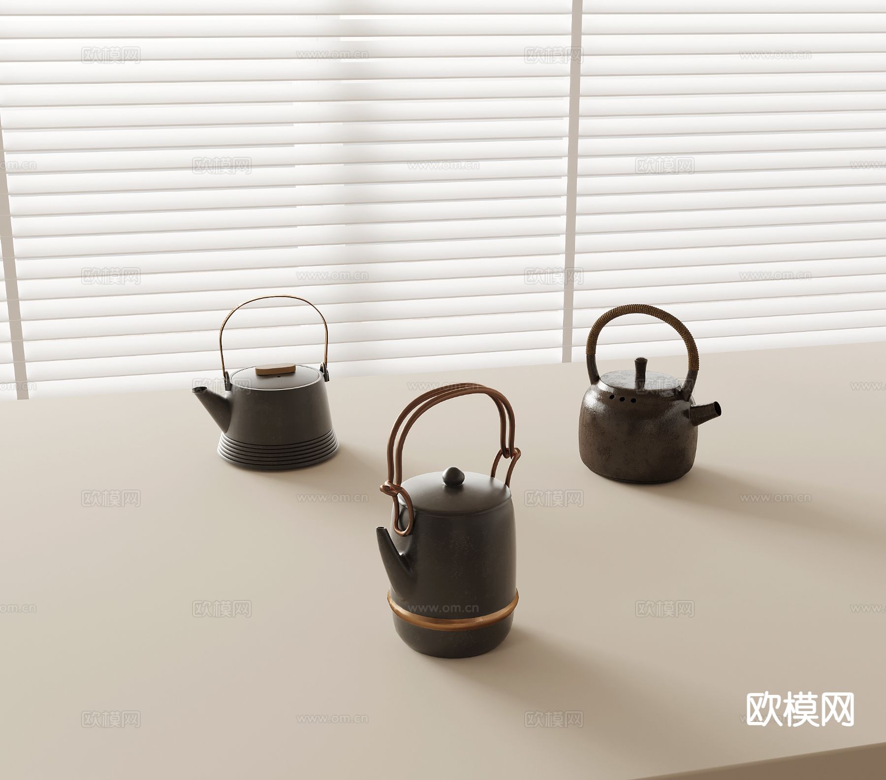 新中式禅意茶具 茶壶su模型下载（渲染图2）