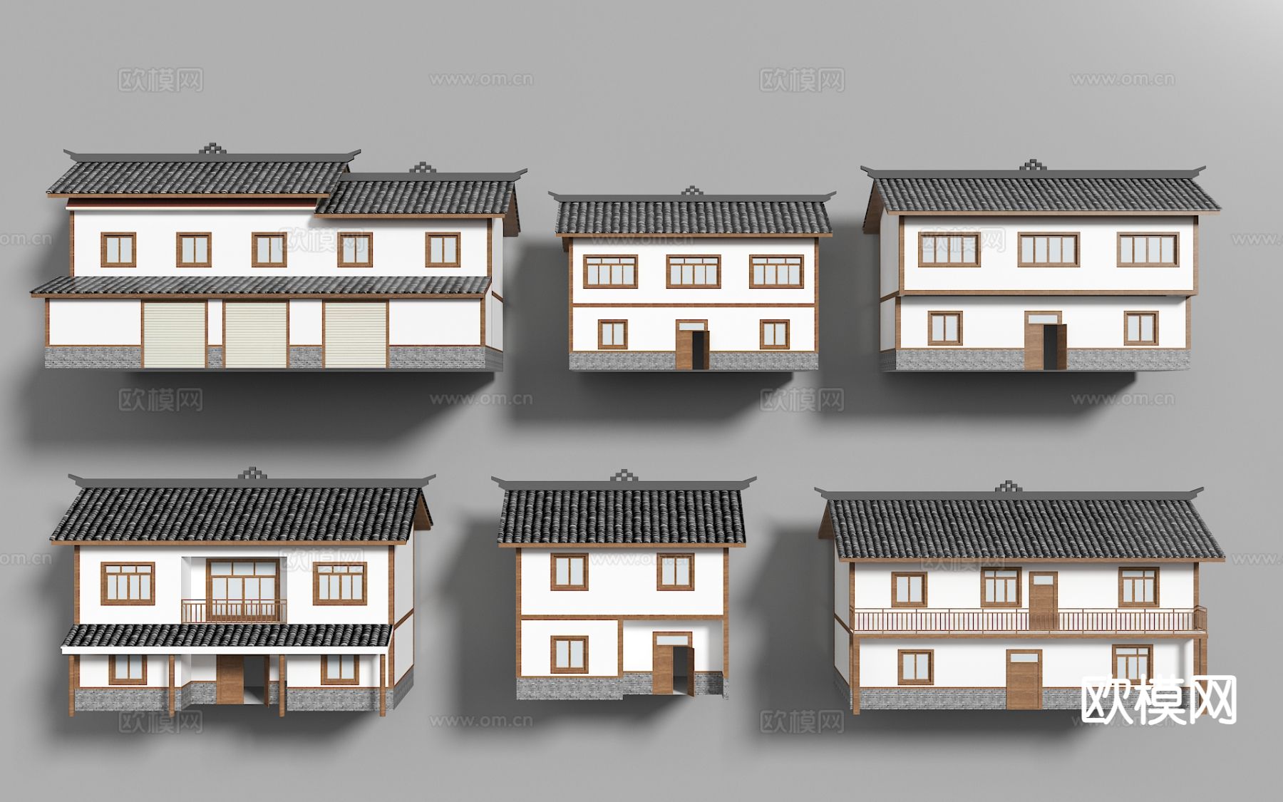 新中式农村自建房 民房构件3d模型