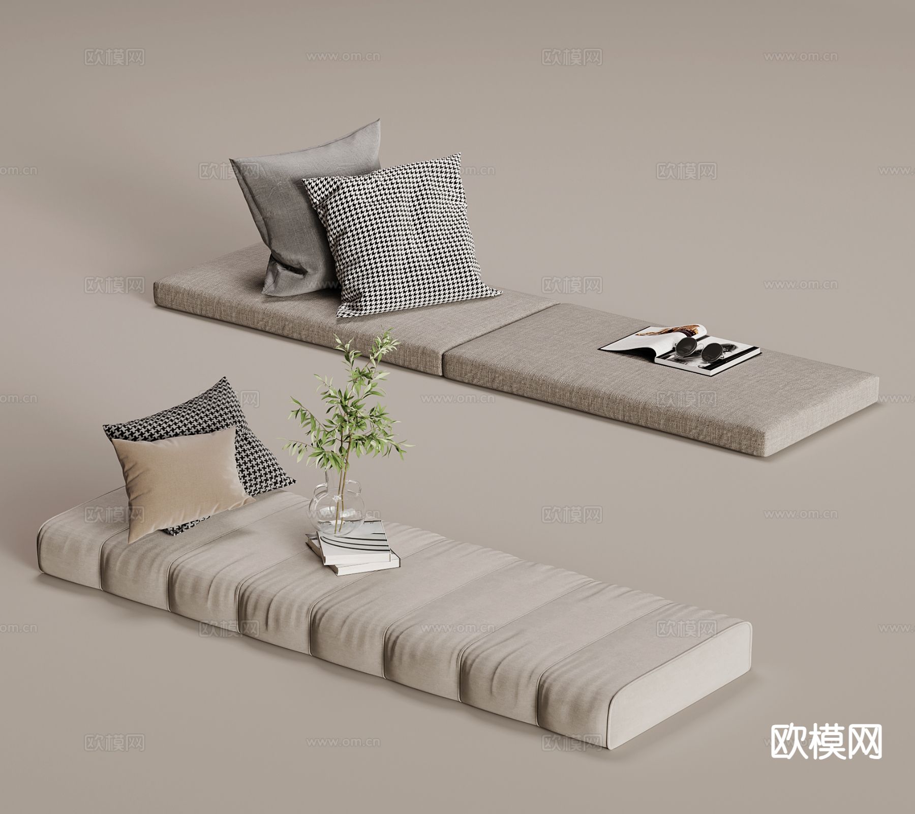 垫子 坐垫 飘窗垫su模型下载（渲染图2）