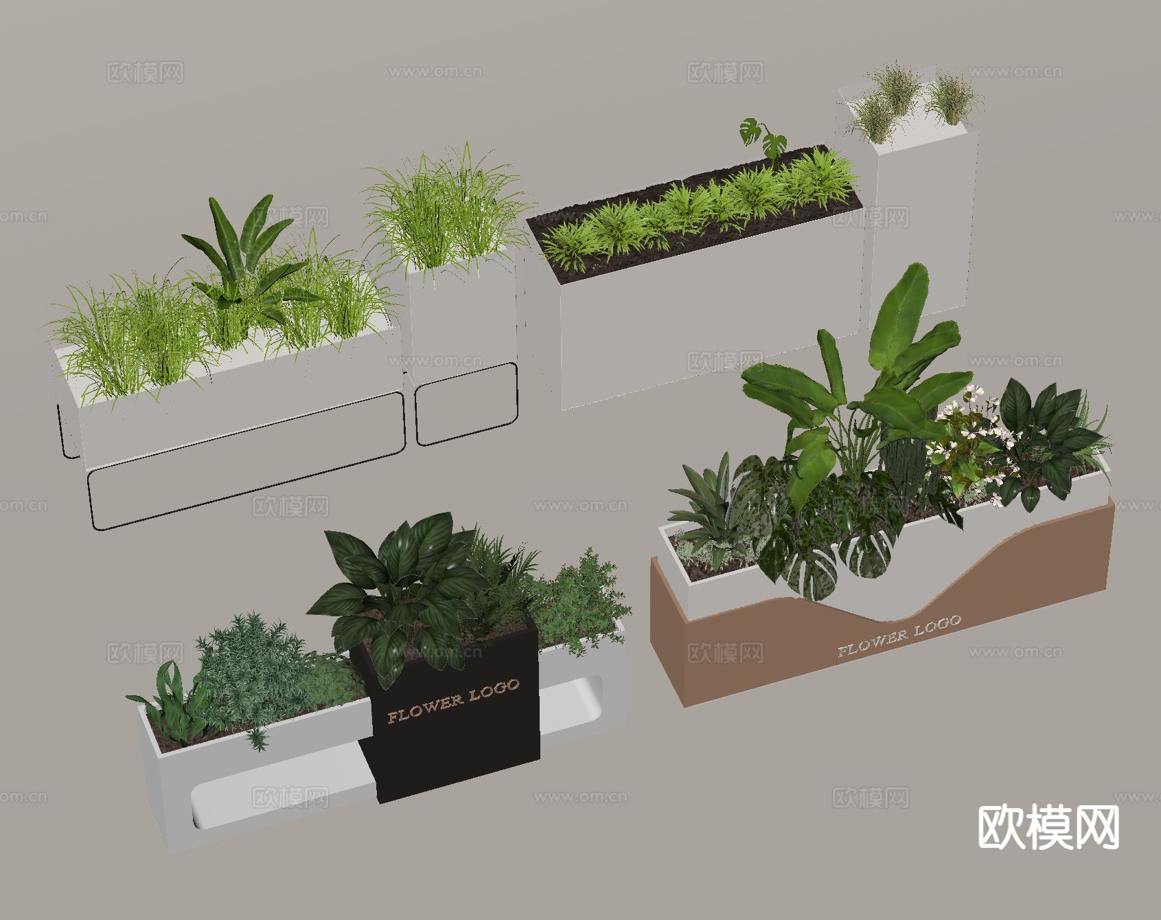 绿植花箱 景观造景su模型下载（渲染图1）