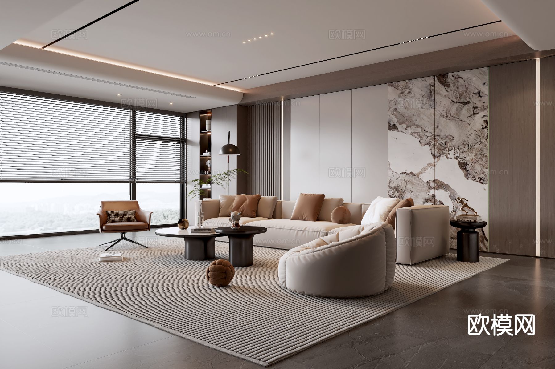 意式客厅su模型下载（渲染图2）