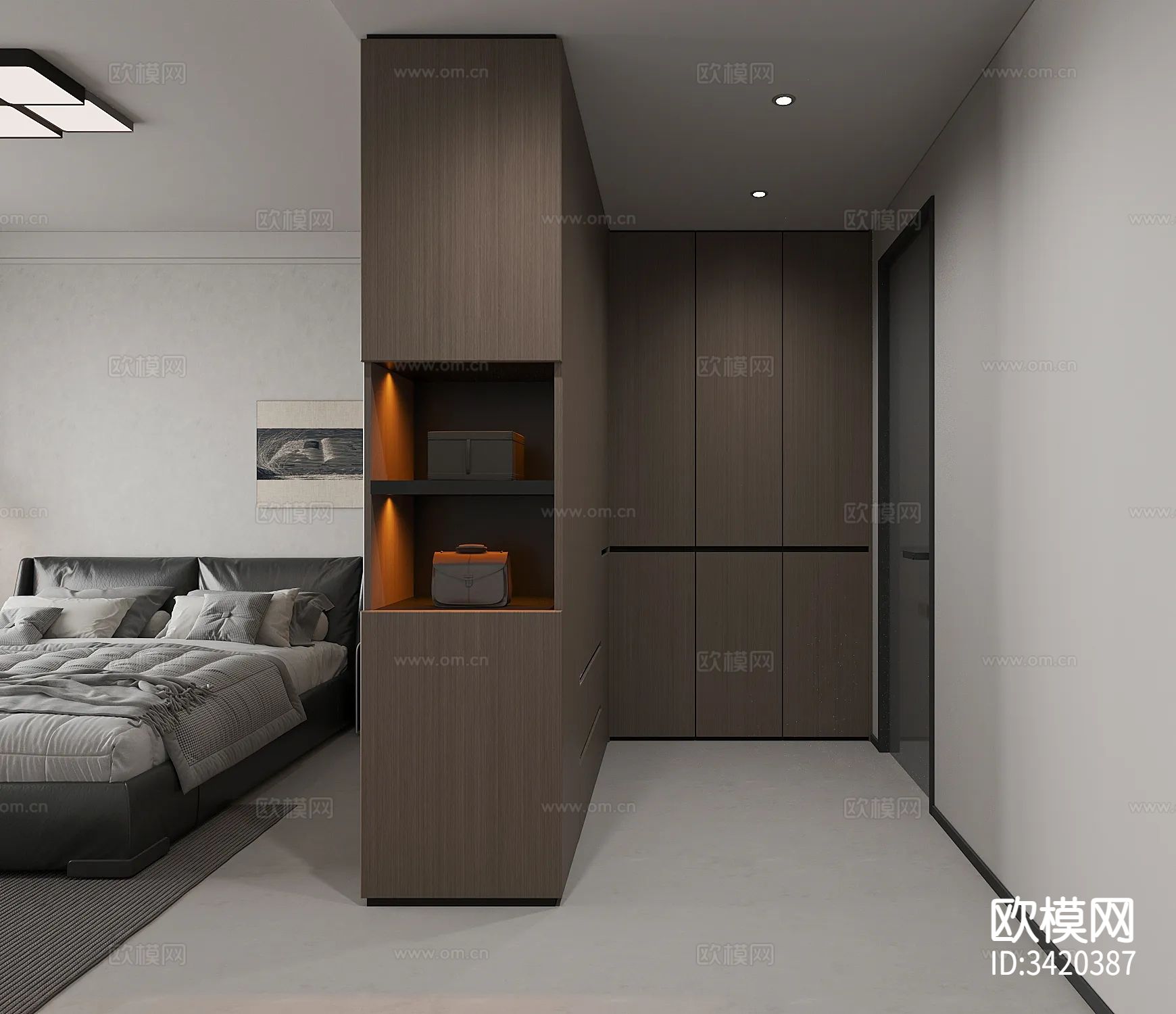 简约黑白平层客餐厅装修效果图下载（渲染图8）