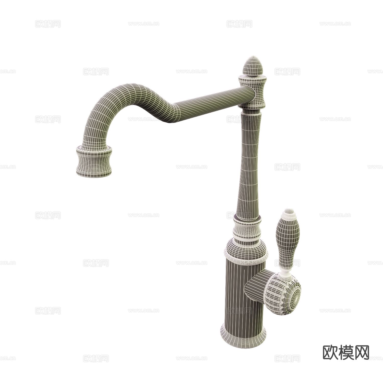 美式水龙头3d模型下载（渲染图2）