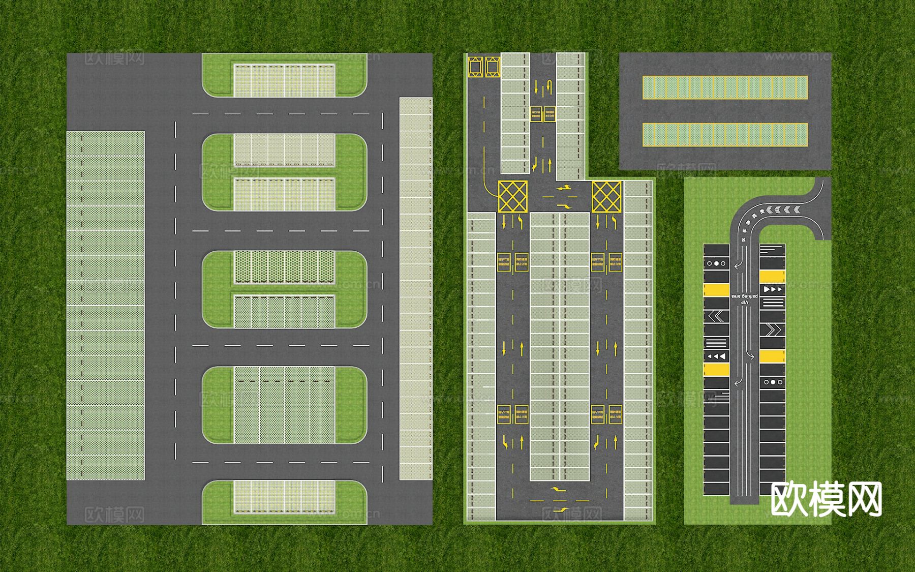 现代户外停车场3d模型
