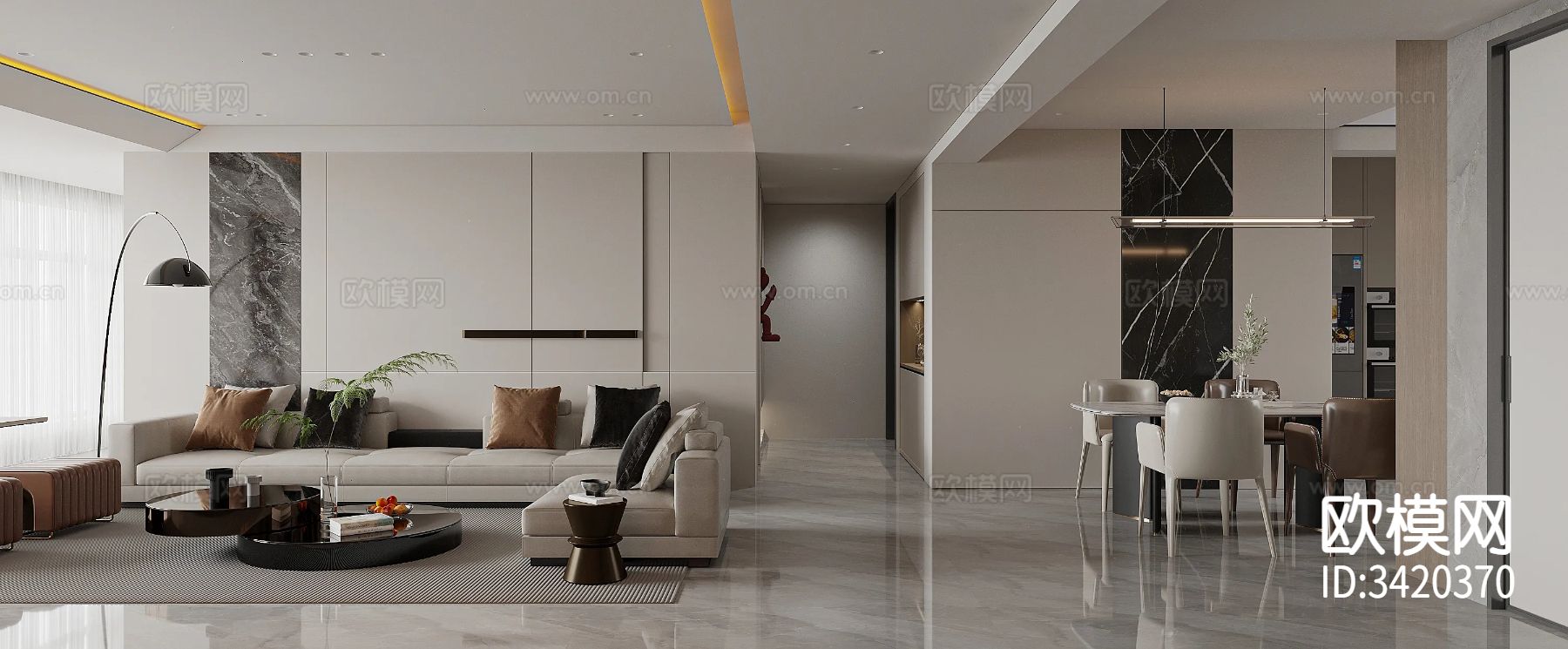 现代简约客餐厅装修效果图下载（渲染图2）