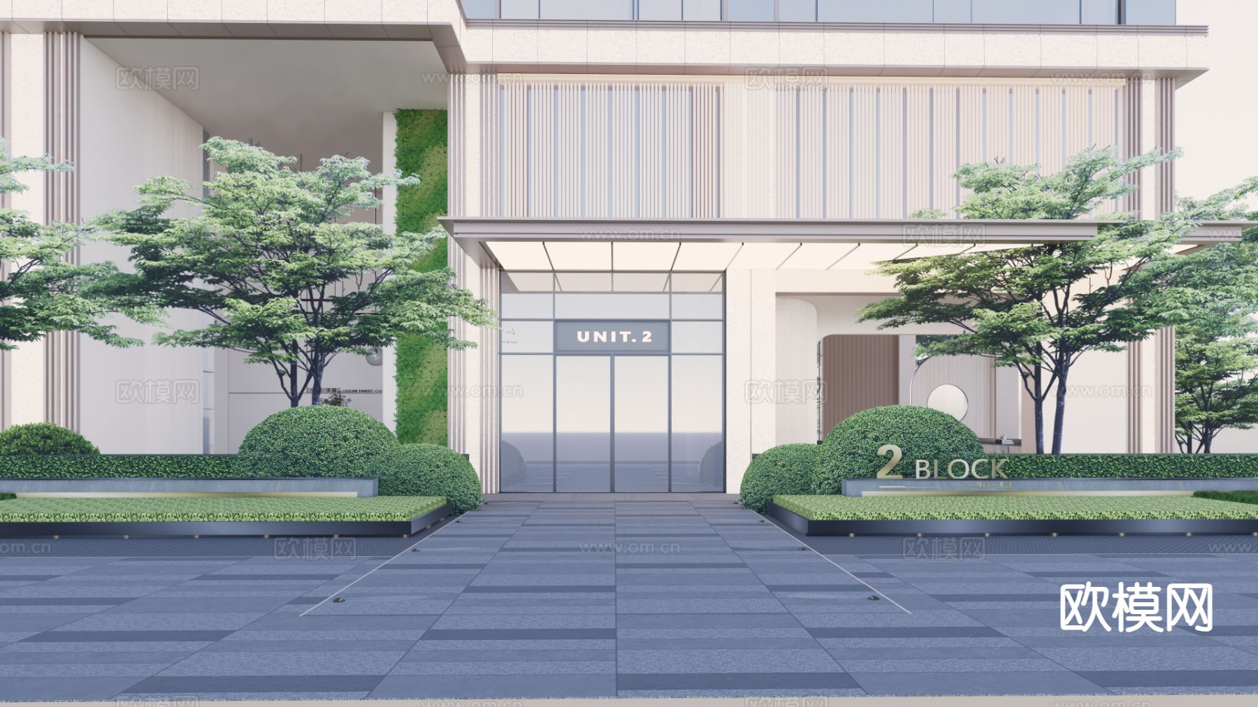 公共大堂 入户大堂su模型下载（渲染图2）