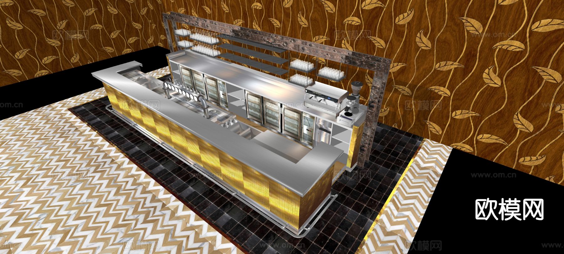 酒吧操作台su模型下载（渲染图2）