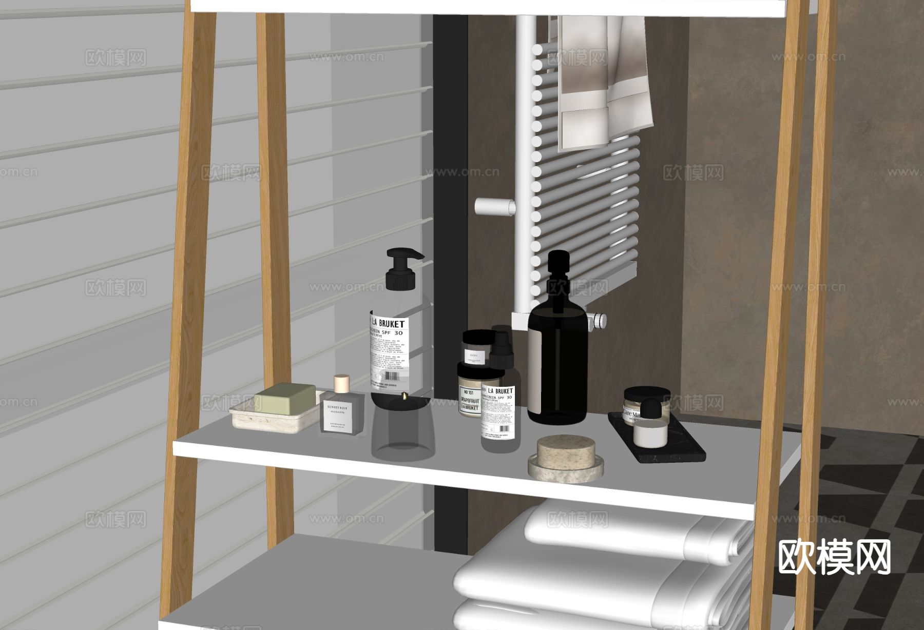 洗浴用品 洗发水 沐浴露 香皂su模型下载（渲染图1）