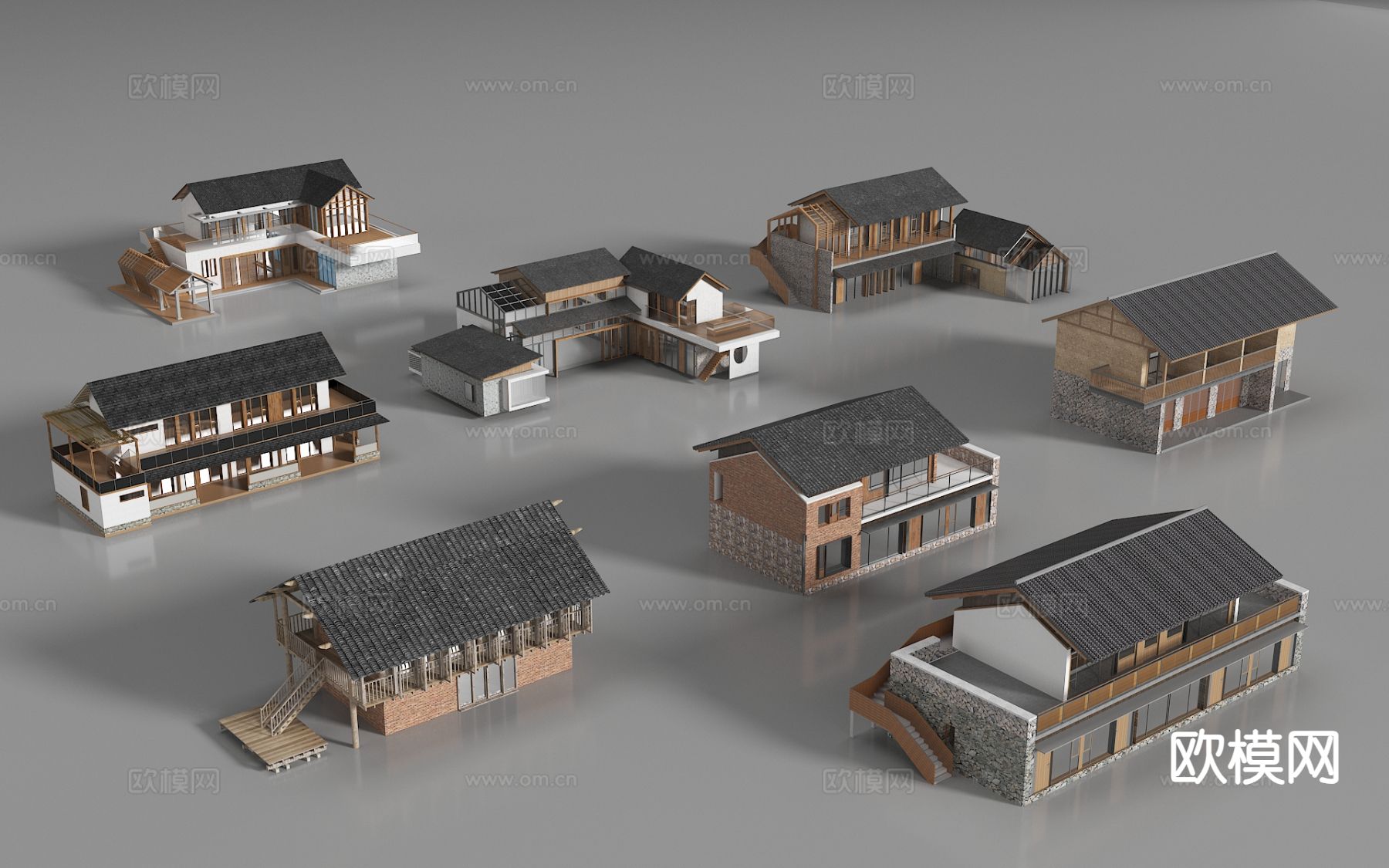 新中式农村自建房 民房 仿古建筑 古建民宅3d模型