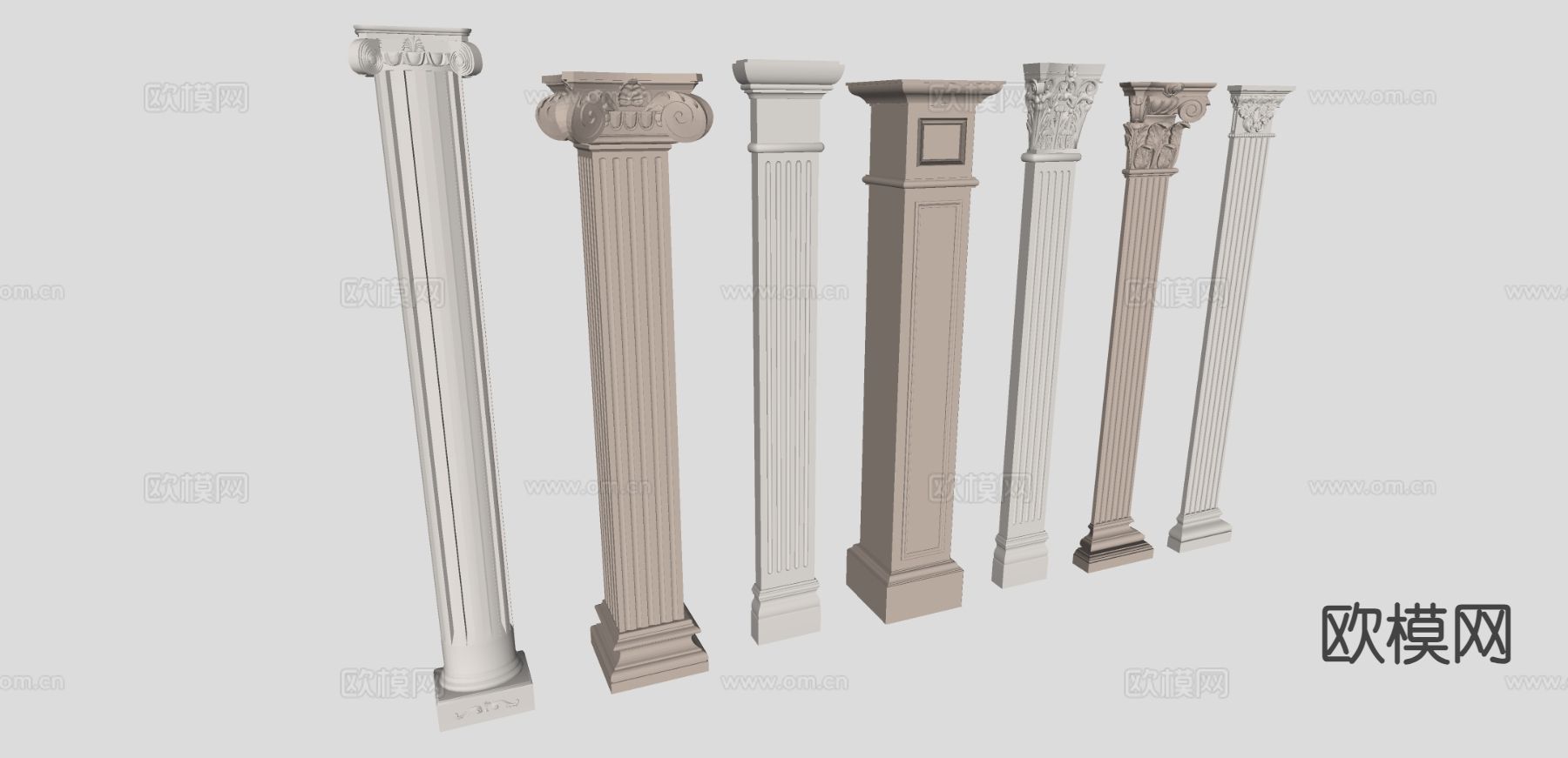 简欧柱子 石膏柱子su模型下载（渲染图1）