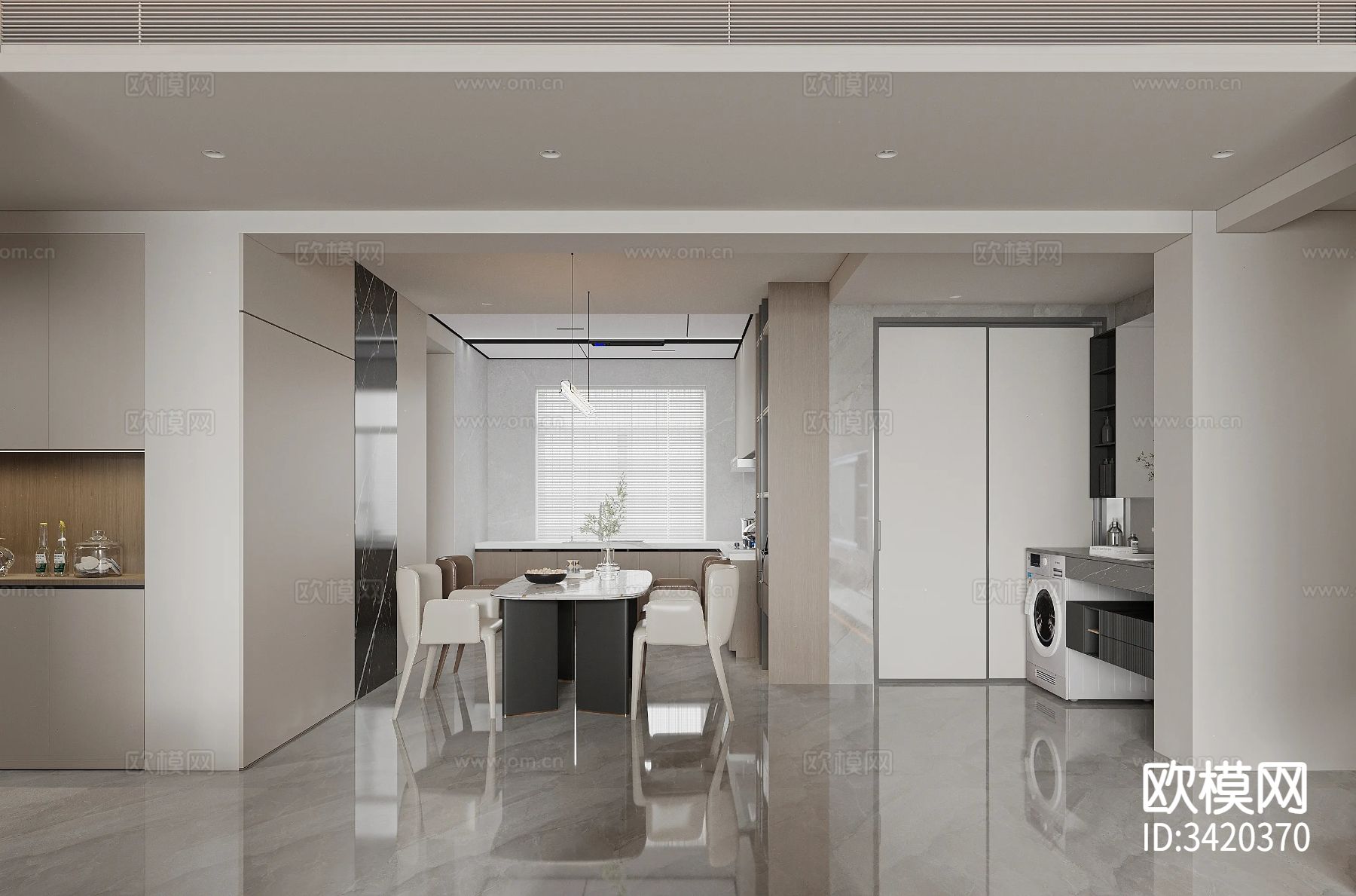 现代简约客餐厅装修效果图下载（渲染图9）