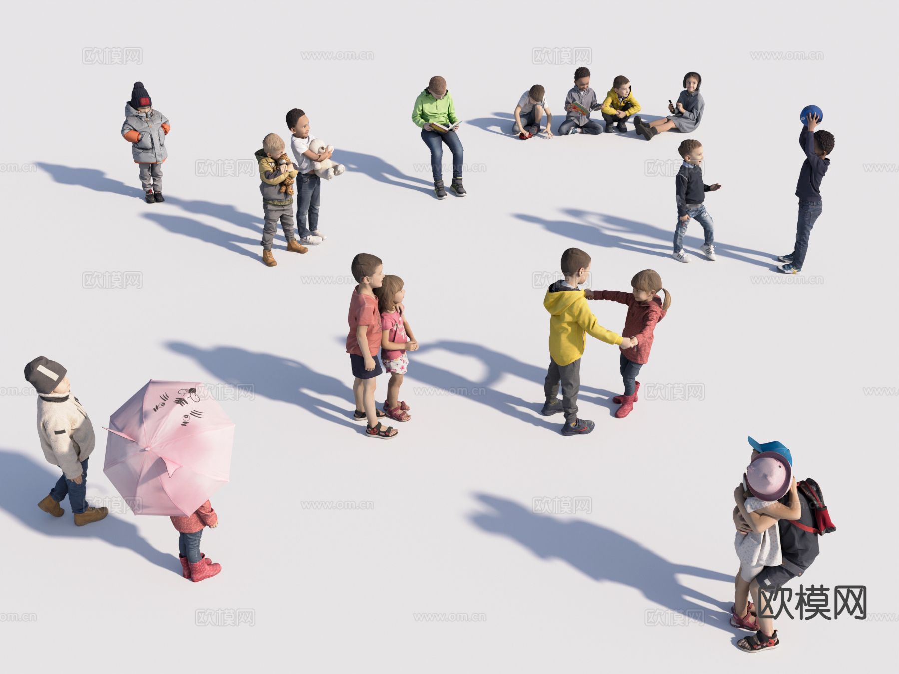 儿童 学生 小孩su模型下载（渲染图2）