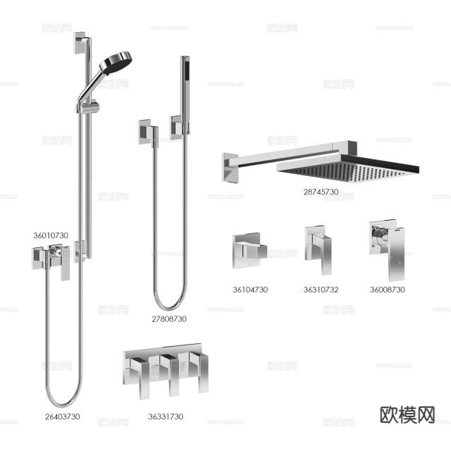现代淋浴 花洒 水龙头3d模型下载