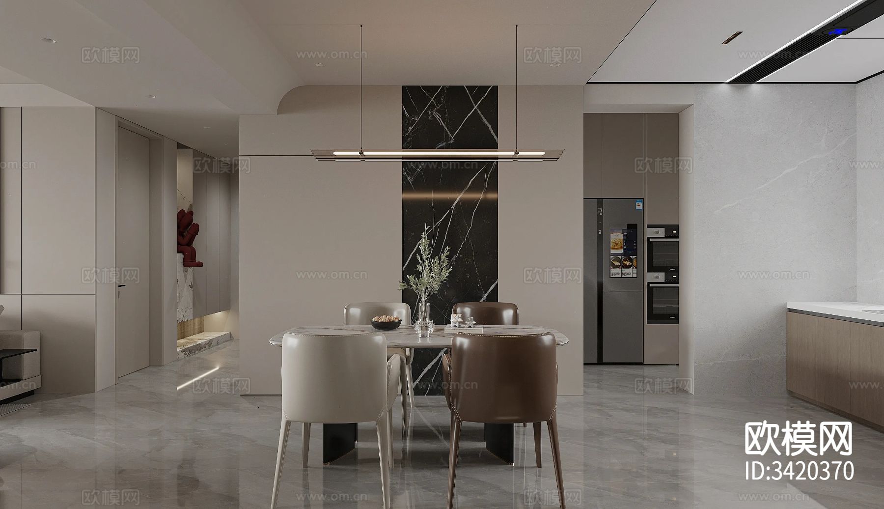 现代简约客餐厅装修效果图下载（渲染图8）
