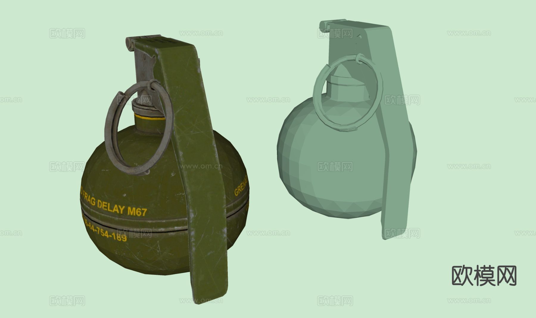手雷 炸弹 武器su模型下载（渲染图1）
